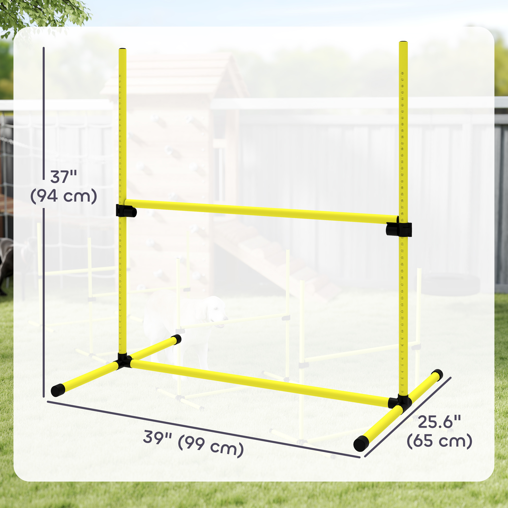 Set of 4 Dog Agility Training Equipment Adjustable Jump Bar Pet Exercise Kit with Carrying Bag (Yellow)