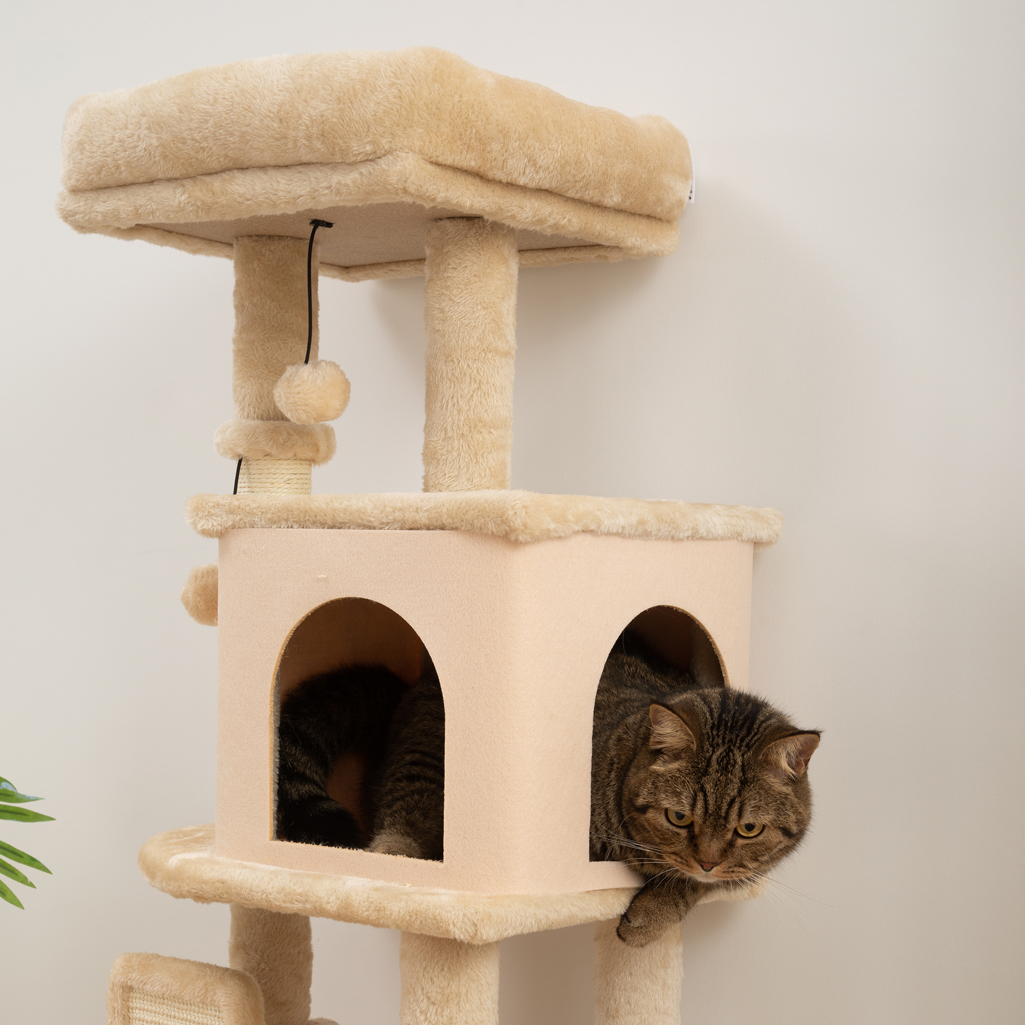 41 Inch Cat Tree with Scratching Posts, Cat Bed, Condo, Grooming Brush, Jumping Platforms, Toy Balls, Anti-tip Kit