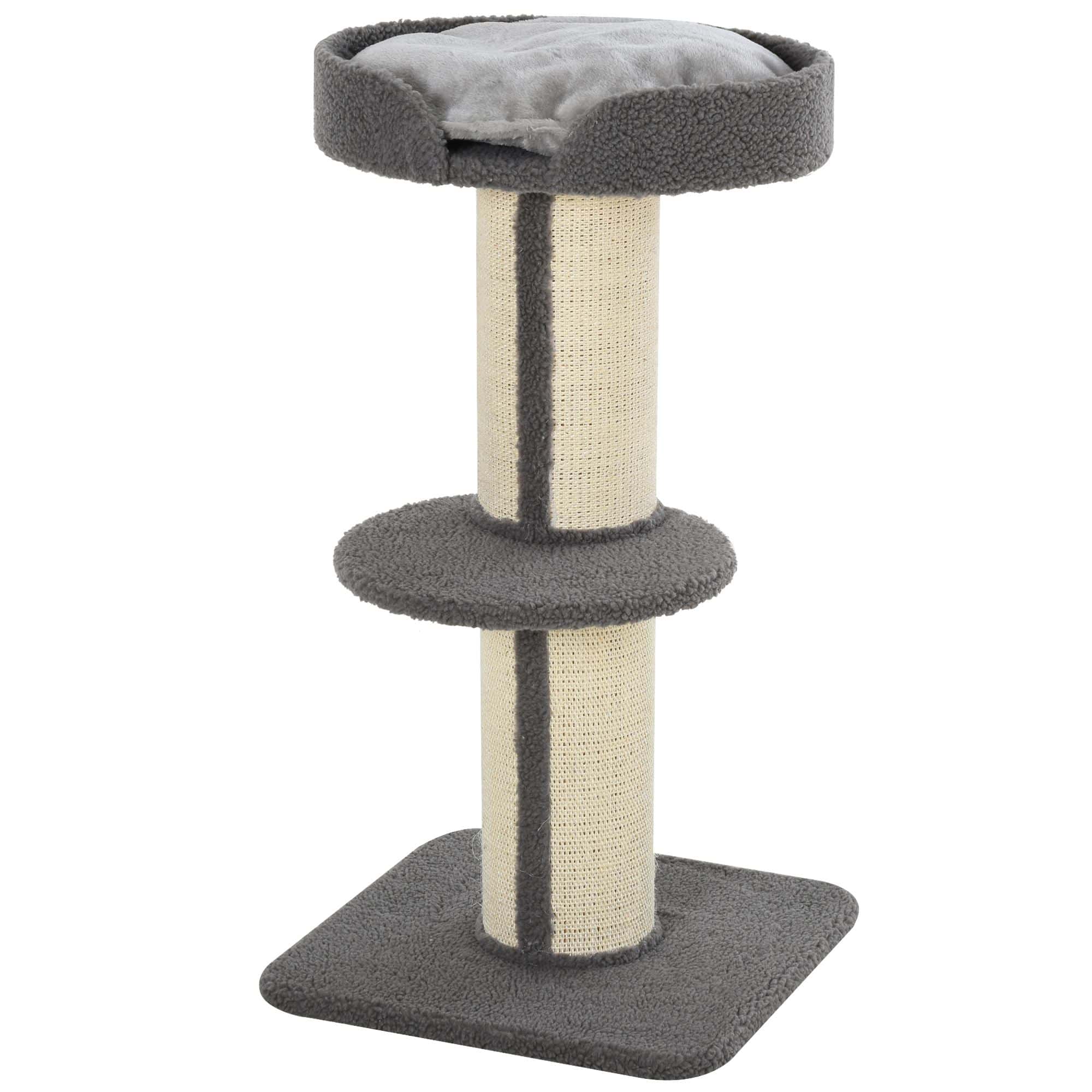 Cat Tree Kitty Tower with Sisal Mat Scratching Post, Cat Bed, Cushion, Perch, 18" x 18" x 36", Grey