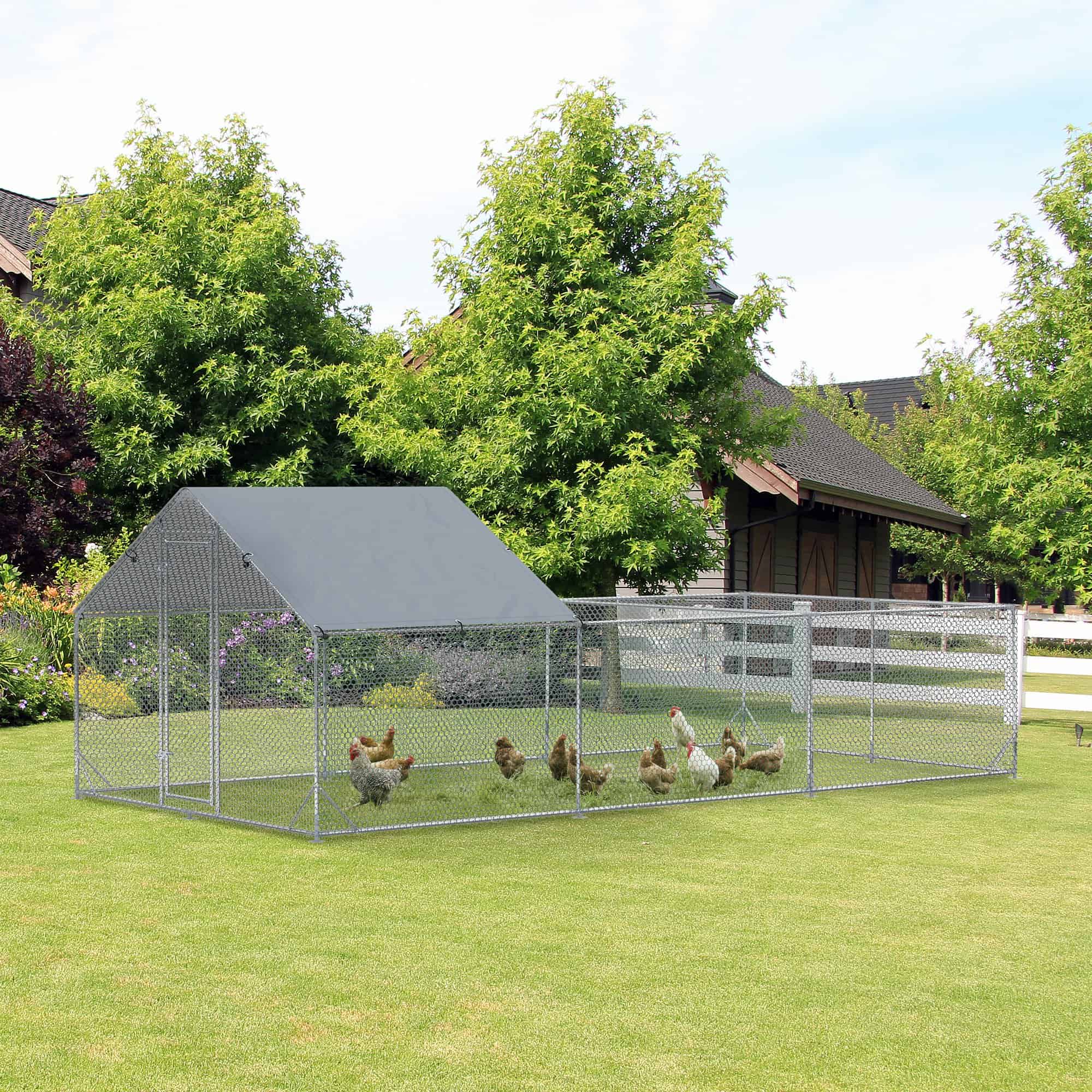 19.7' x 9.8' Metal Chicken Run with Waterproof and Anti-UV Cover - Image 8