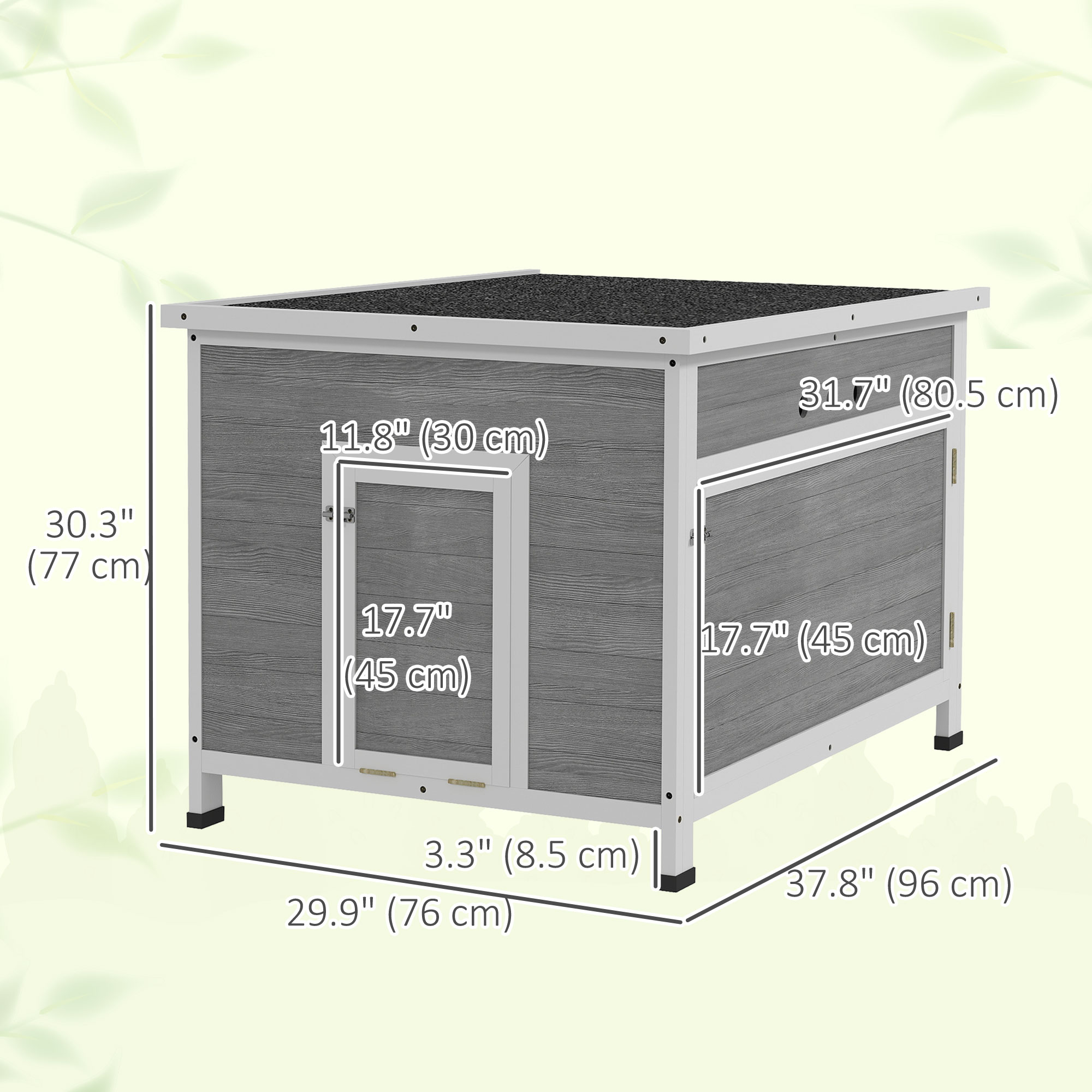 Duck Coop, Wooden Chicken House Rabbit Hutch with Openable Roof, Removable Floor, Double Doors, Ramp, Grey - Image 3