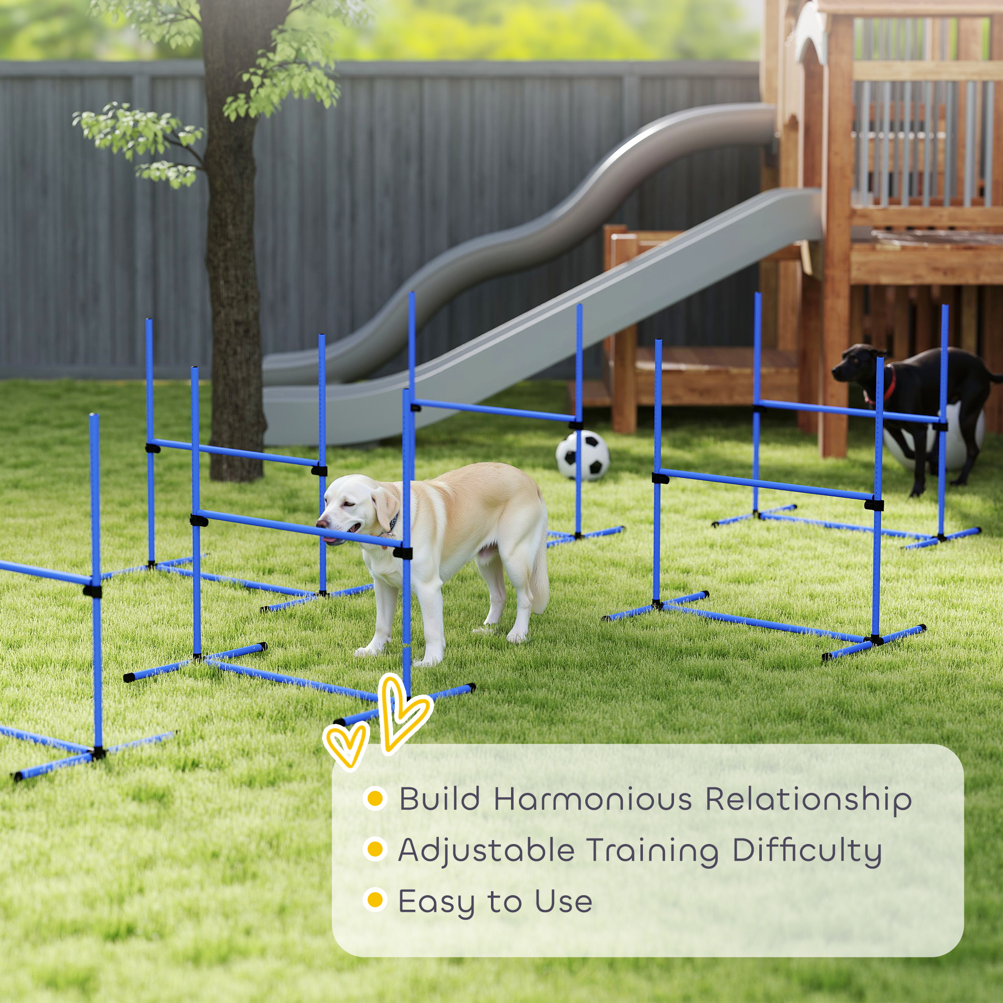 Set of 6 Dog Agility Training Equipment Adjustable Jump Bar Pet Exercise Kit with Carrying Bag (Blue) - Image 7