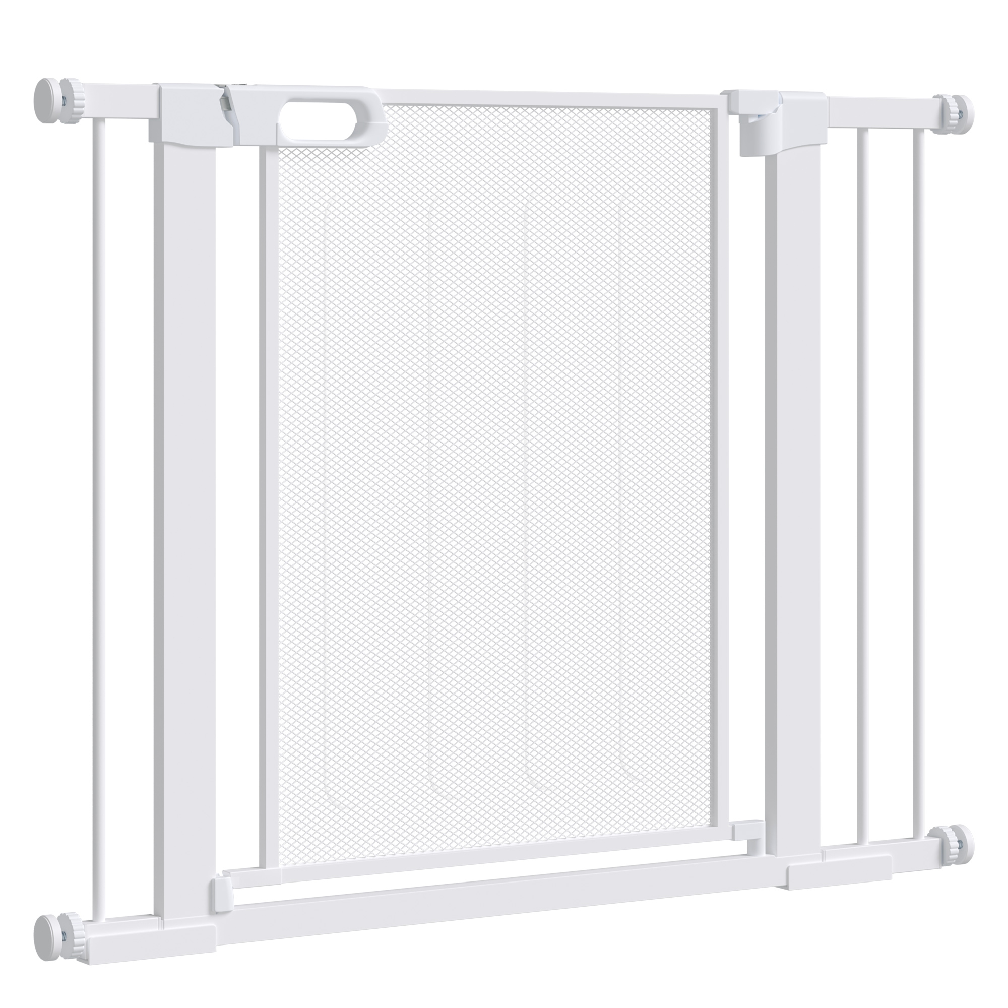 29.5"-40.6" Metal Pet Gate, Dog Gate with Auto Closing Door, Double Locking, for Doorways, Stairs, Hallways, White