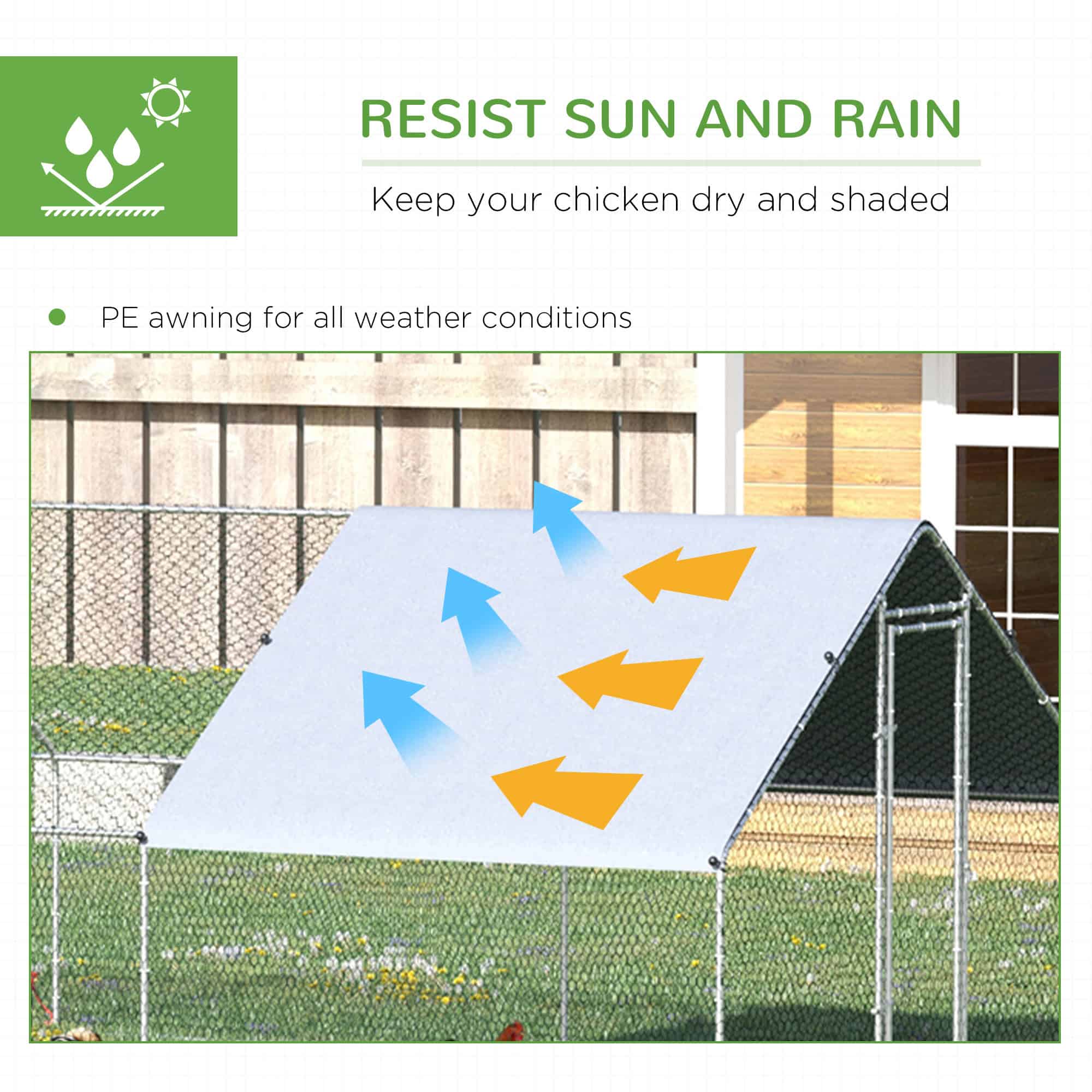 9.8' x 26.2' x 6.6' Chicken Coop Cage, Outdoor Hen House w/Cover & Lockable Door