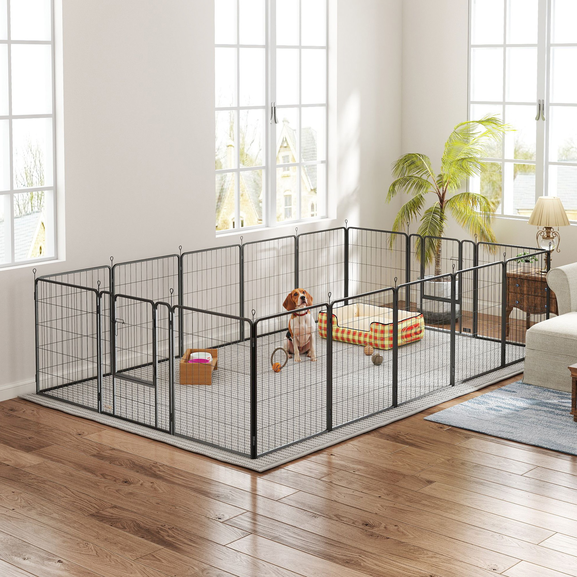 16 Panels Dog Playpen with Strap, Portable & DIY, for Medium Dogs, for Yard, RV, Camping, Garden, 31.5" H - Image 8