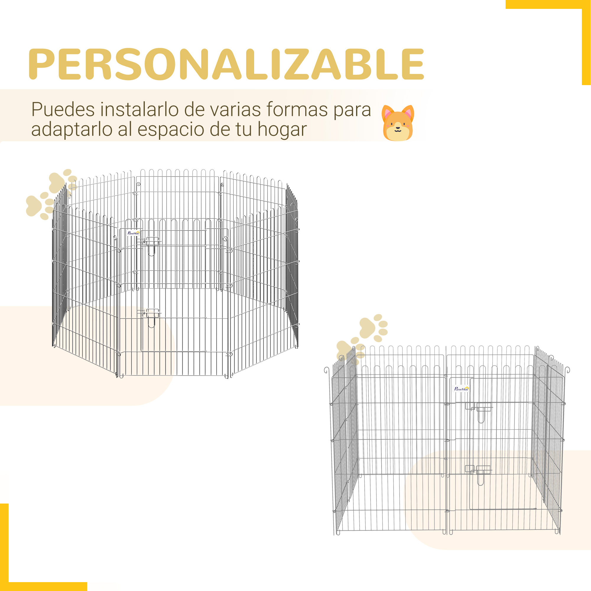 36inch 8-Panel Dog Playpen Octagon Pet Exercise Playpen Crate Foldable Dog Cage Pen Puppy Kennel, Black