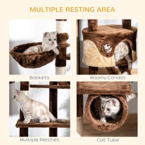 94"-102" Huge Cat Tree Ceiling High Cat Condo Scratching Post Activity Center Multi-Level Play House