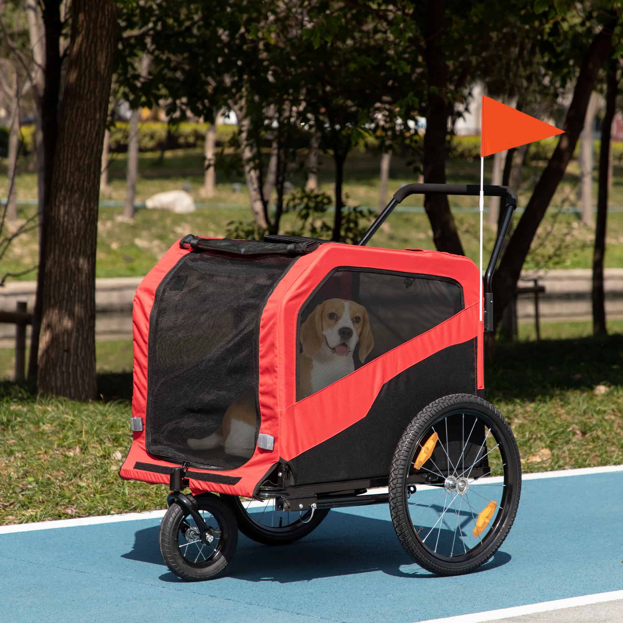 2-in-1 Dog Bike Trailer for Large Dogs, Red