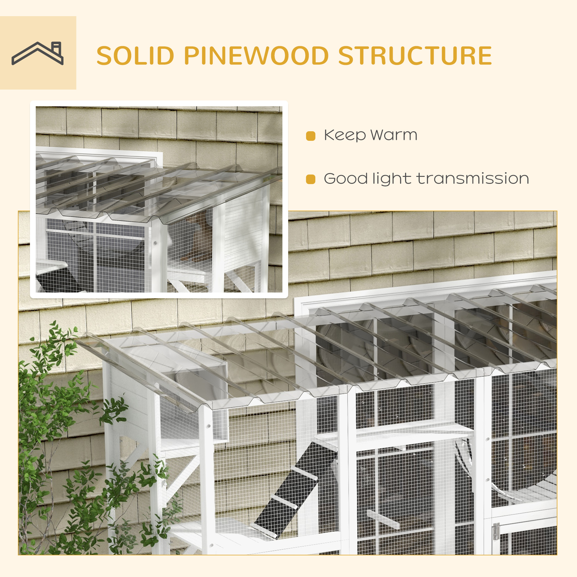 Large Outdoor Catio with Condos, Platforms, Doors, Ladders, Weather-Resistant Roof, White - Image 6