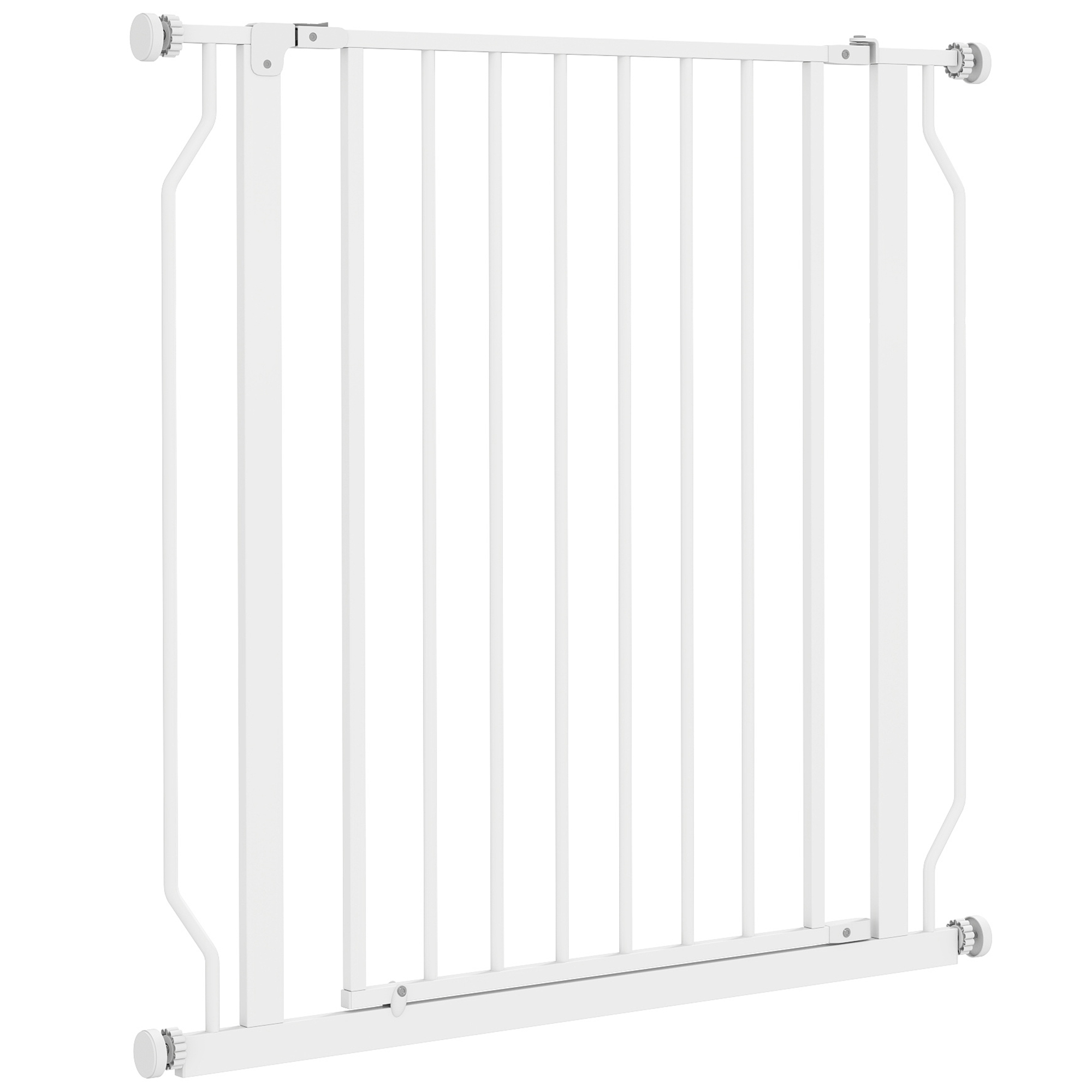 30"- 34" Easy Install Pet Gate w/ Door & Double Locking System, Extra Wide Dog Gate for Stairs, Hallways, White