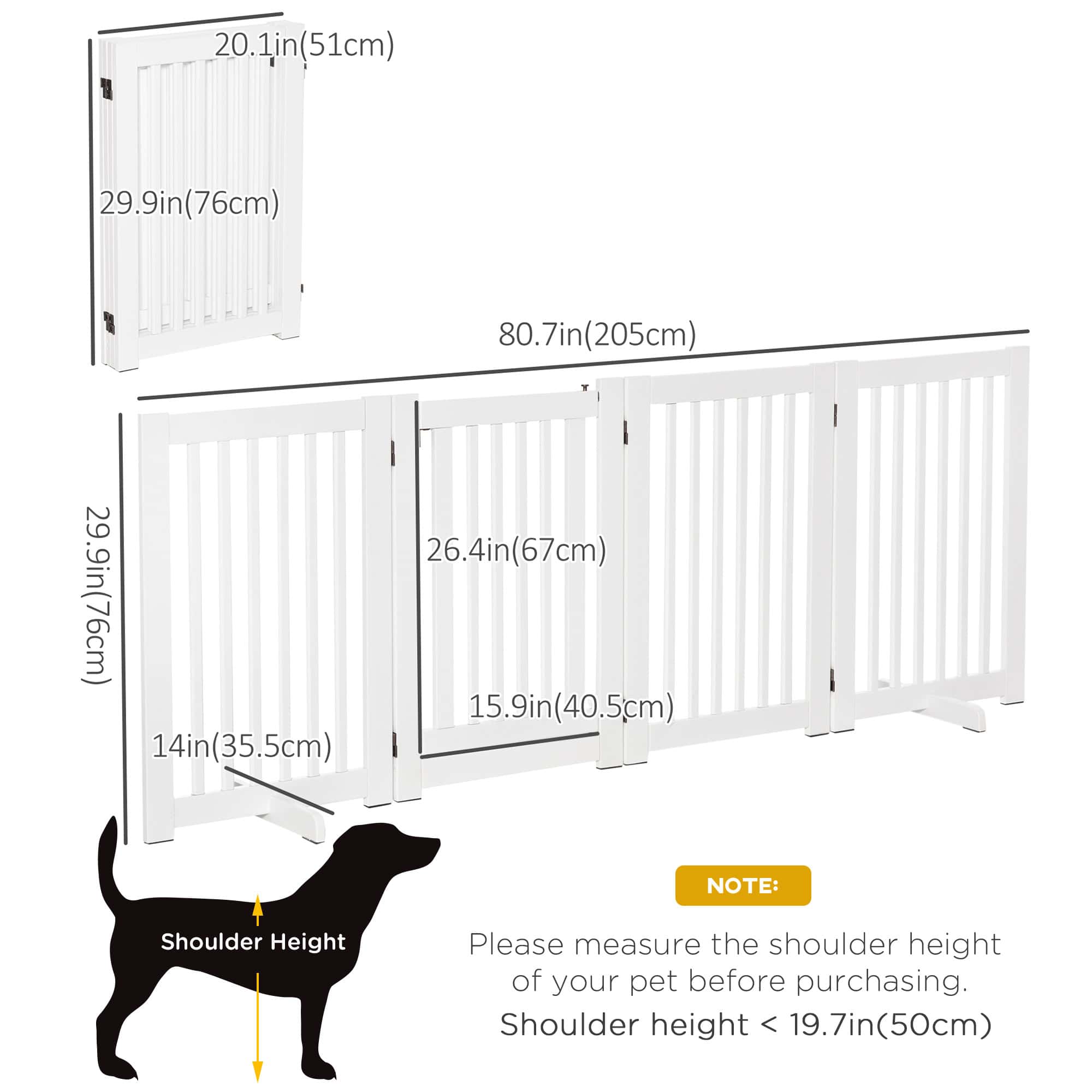 Free Standing Wooden Pet Gate Indoor Dog Barrier Foldable Step Over Doorway Fence Safety Gate with Open Door