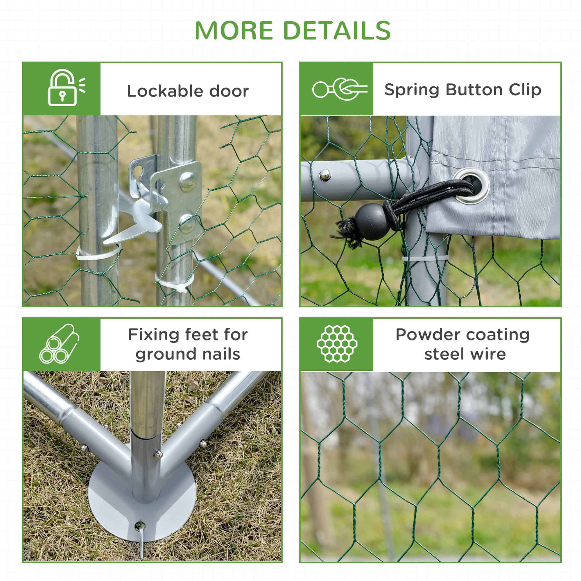 Galvanized Large Metal Chicken Coop Cage Walk-in Enclosure Poultry Hen Run House Playpen Rabbit Hutch with Cover for Outdoor Backyard 9.2' x 6.2' x 6.5' Silver