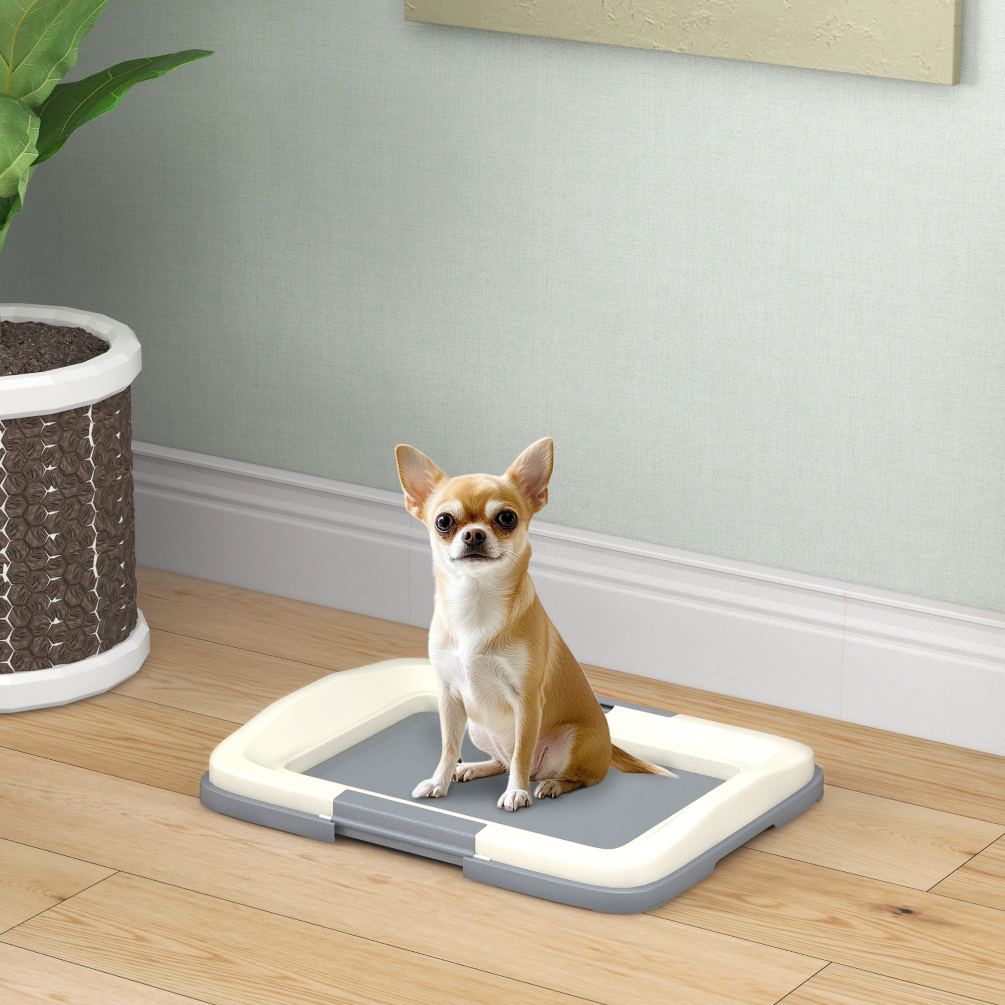 18" x 13" Pee Pad Holder, Dog Potty Tray for Indoor Outdoor, Easy to Clean Dog Training Toilet Pee Pad Tray, Grey