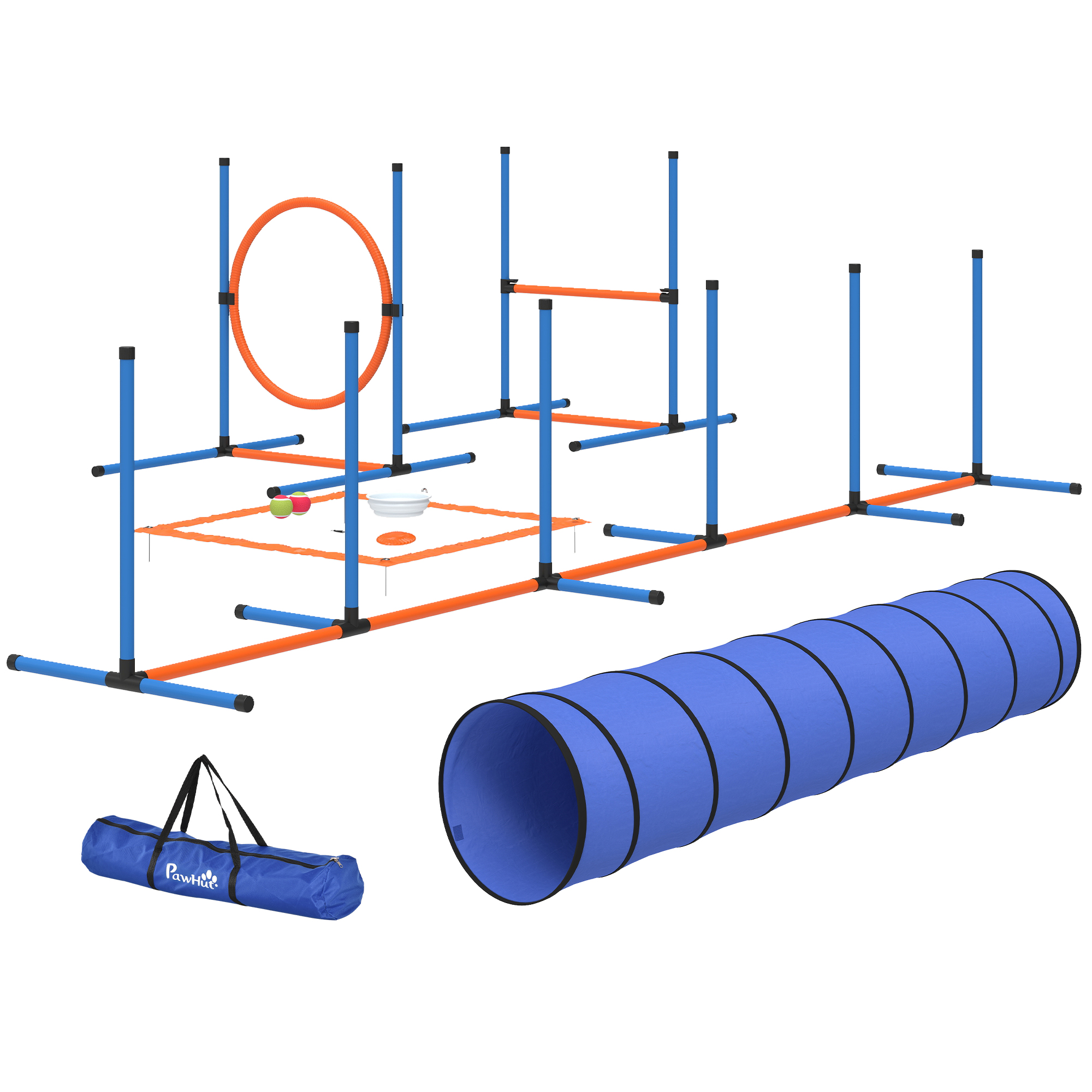 Dog Agility Training Equipment, 8PCS Dog Obstacle Course Starter Kit with Carrying Bag