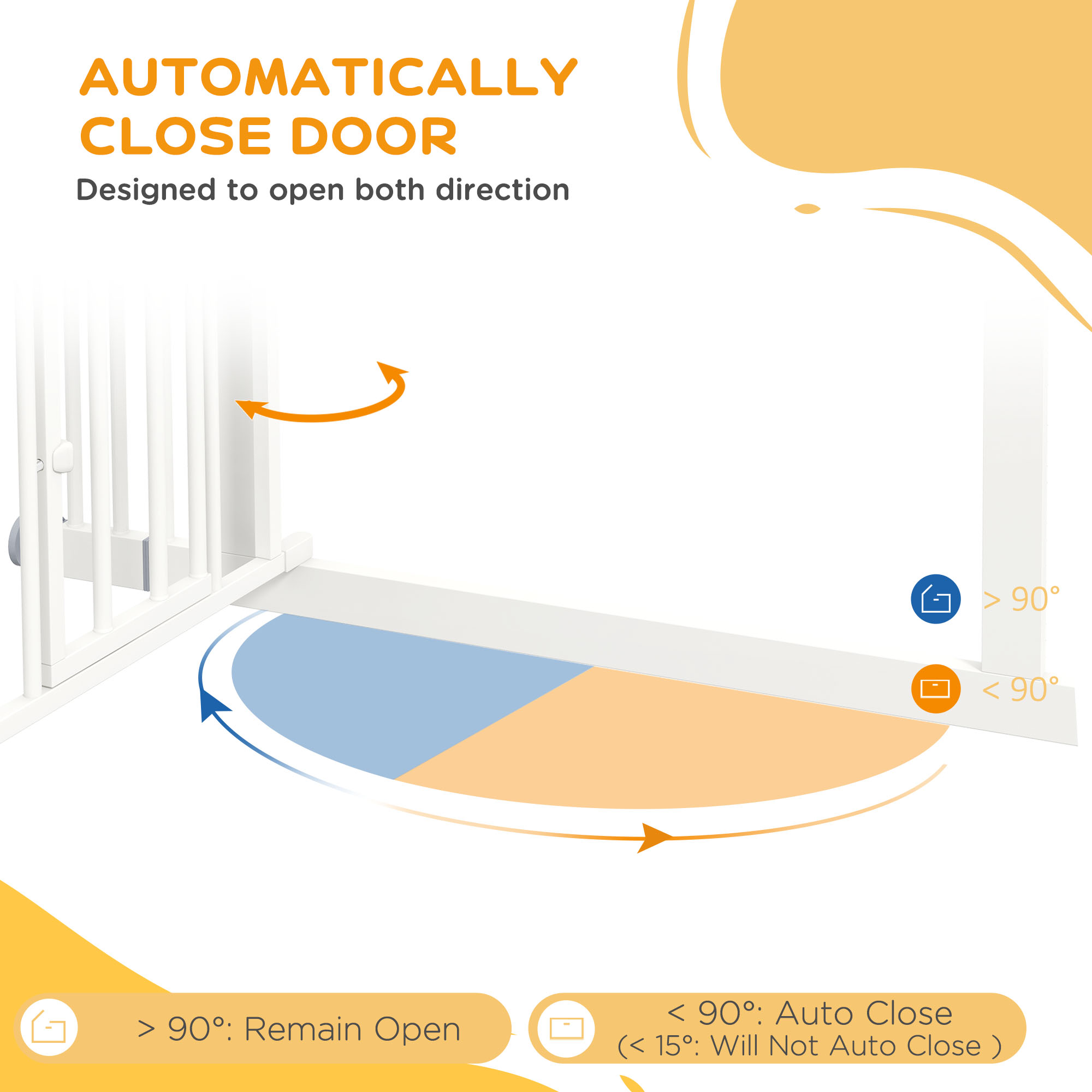 41" Easy Open Indoor Dog Gates for Doorways, House, Stair - White