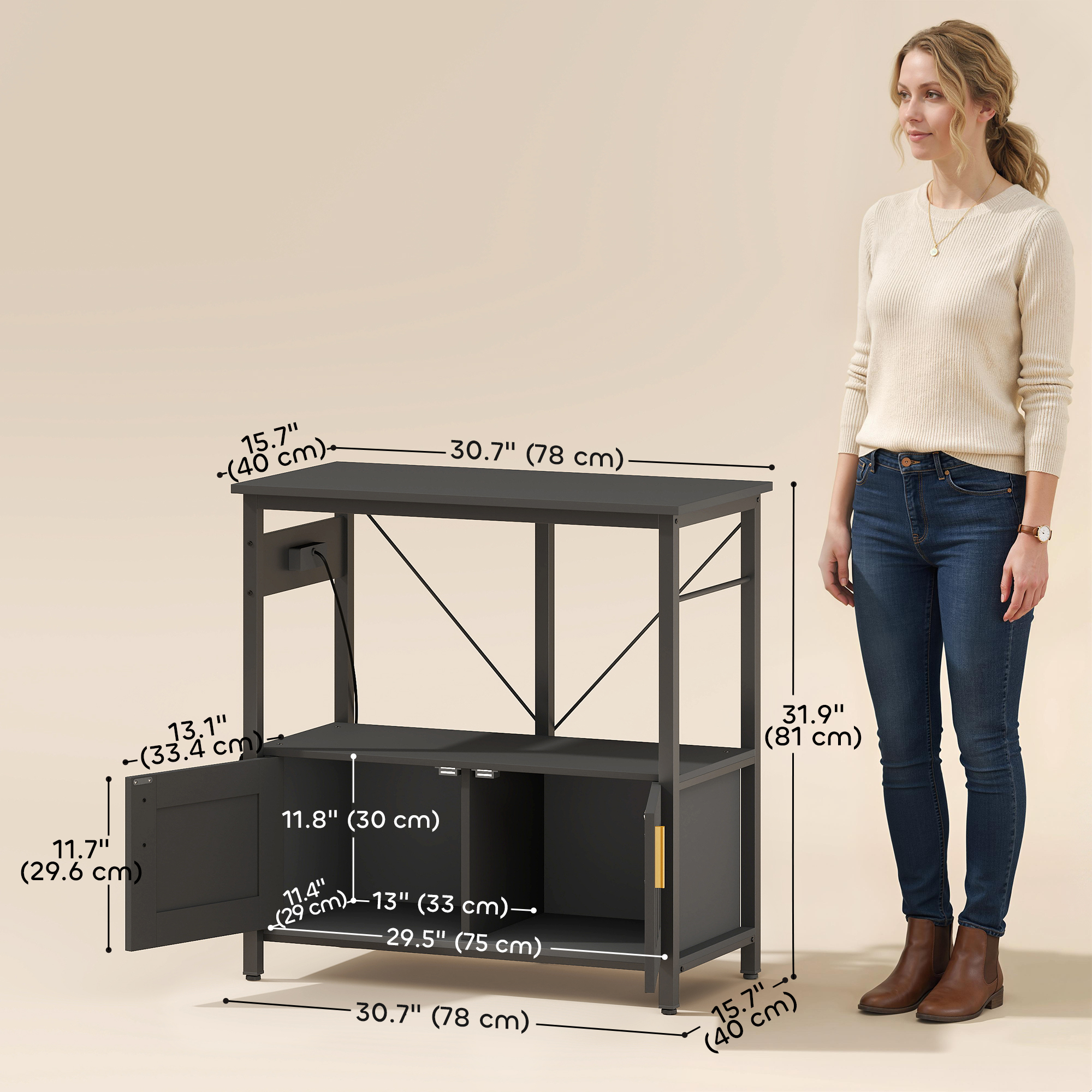 20-29 Gallon Fish Tank Stand Aquarium Stand 330 LBS Capacity for Home, Office, 30.7" x 15.7" x 31.9", Black