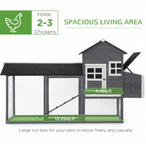 82" Chicken Coop Wooden Hen House Rabbit Hutch Poultry Cage Pen Outdoor Backyard with Nesting Box and Run, Grey