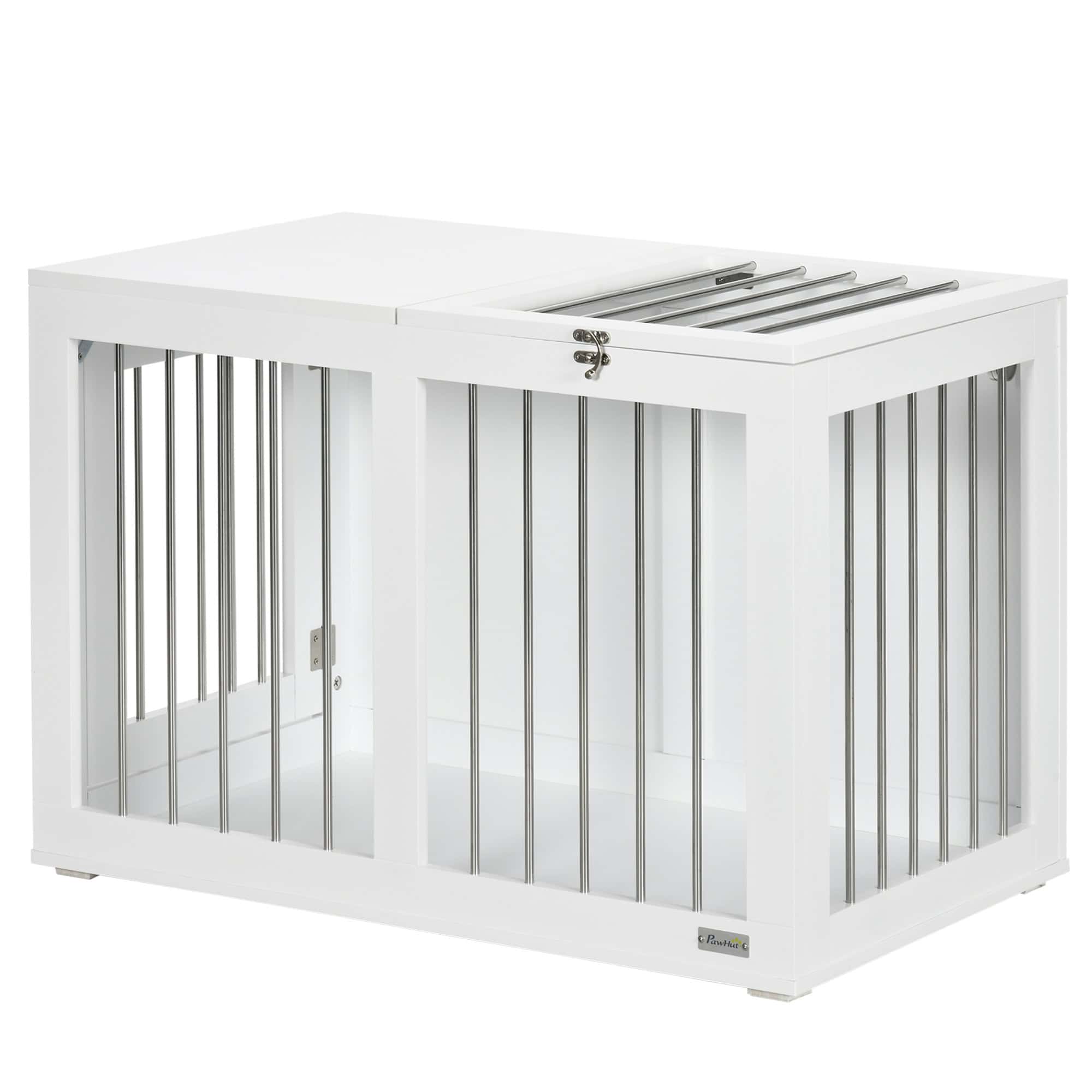 31.5" Dog Crate Furniture with Double Doors, for Medium Dogs, White