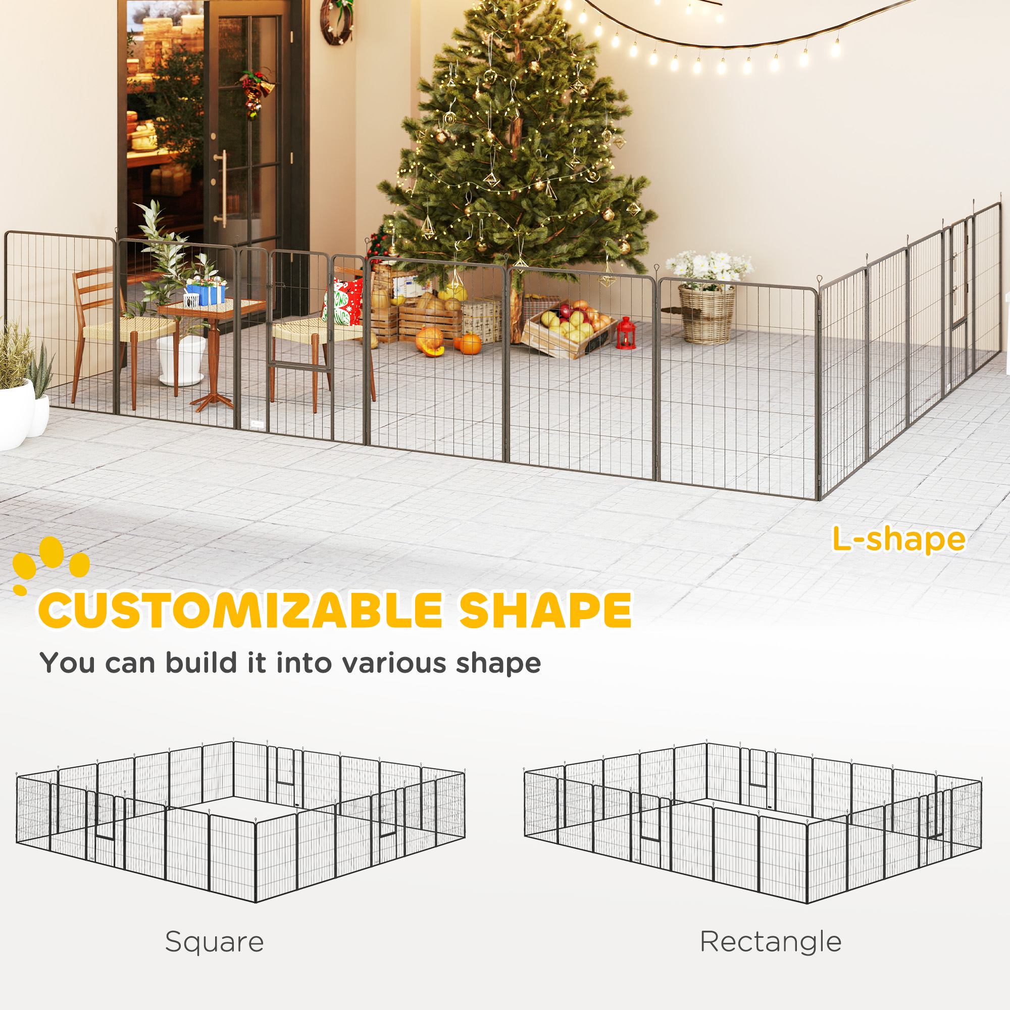 24 Panels 39" Height Heavy Duty Dog Playpen for Small Medium Large Dogs, Grey