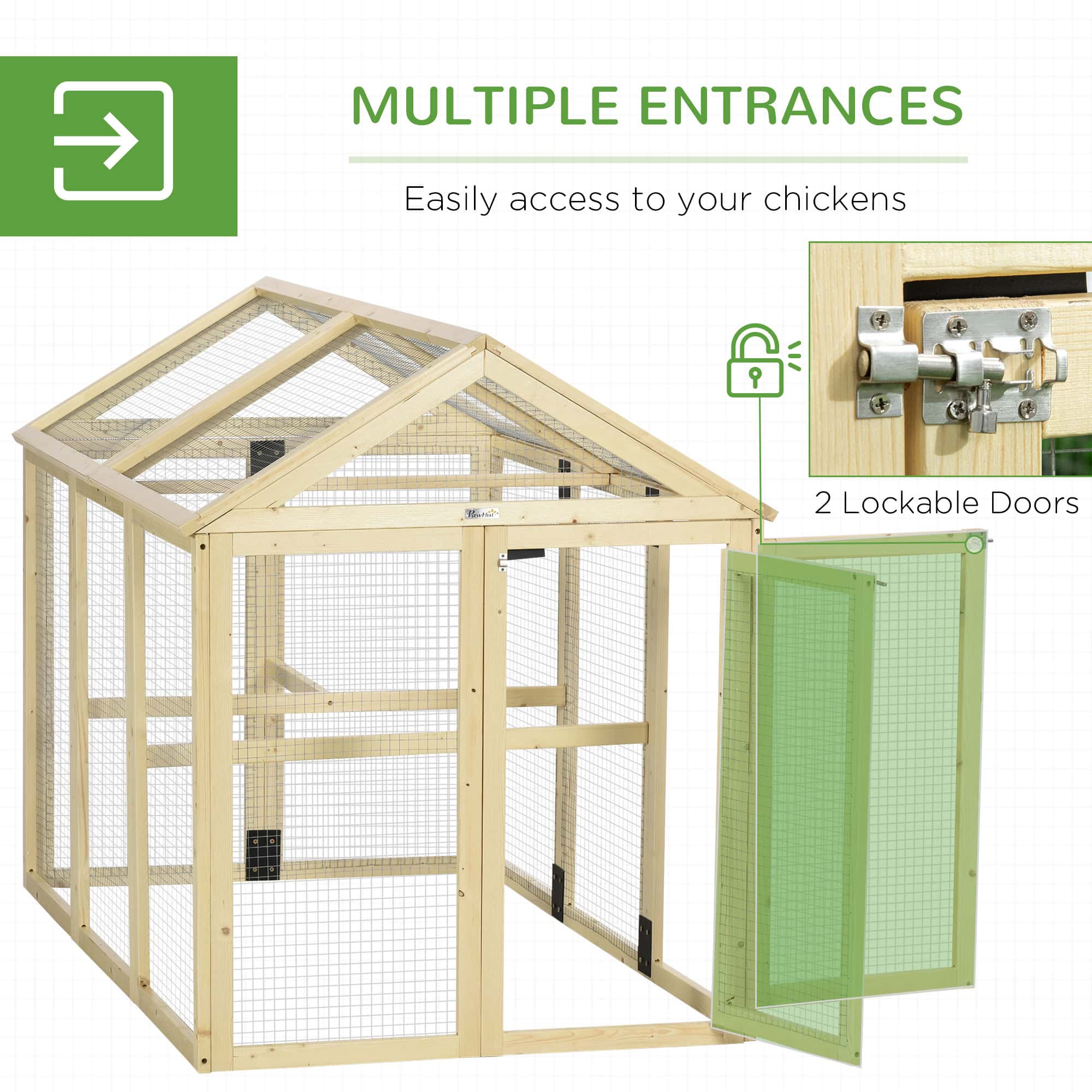 Chicken Run Expandable Outdoor Large Chicken Coop with 2 Doors and 3 Perches for 1–3 Chickens