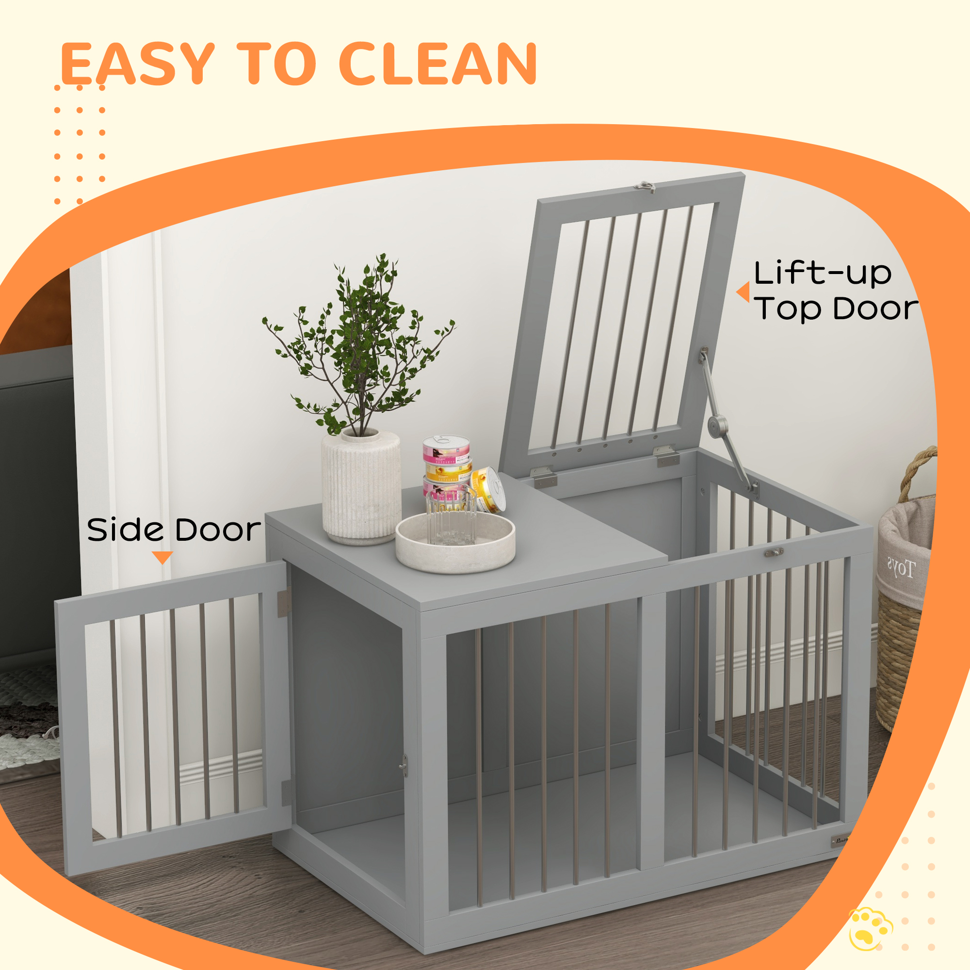 31.5" Dog Crate Furniture with Double Doors, for Medium Dogs, Grey