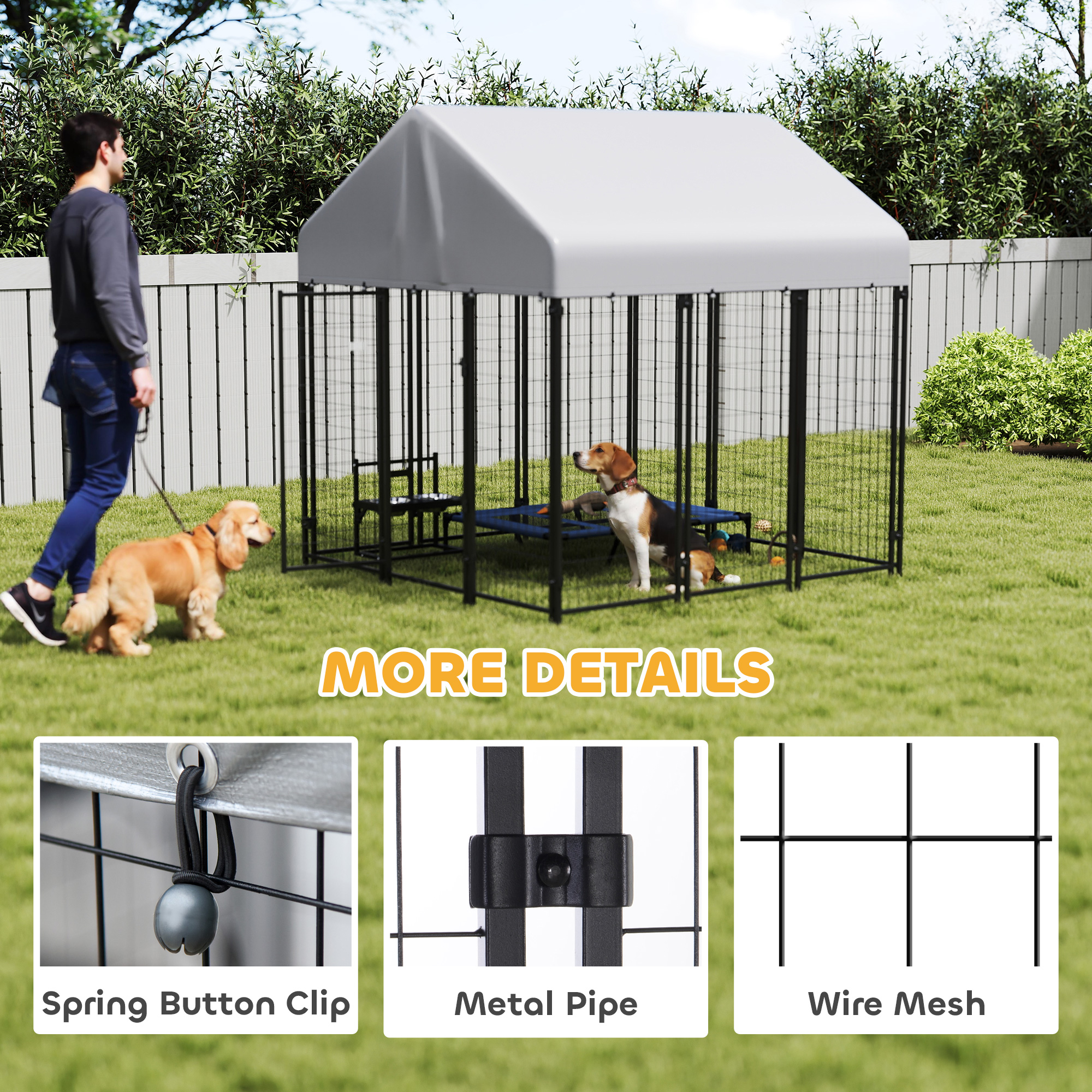 Outdoor Dog Kennel with Waterproof UV-Resistant Cover, 6' x 6' x 6'