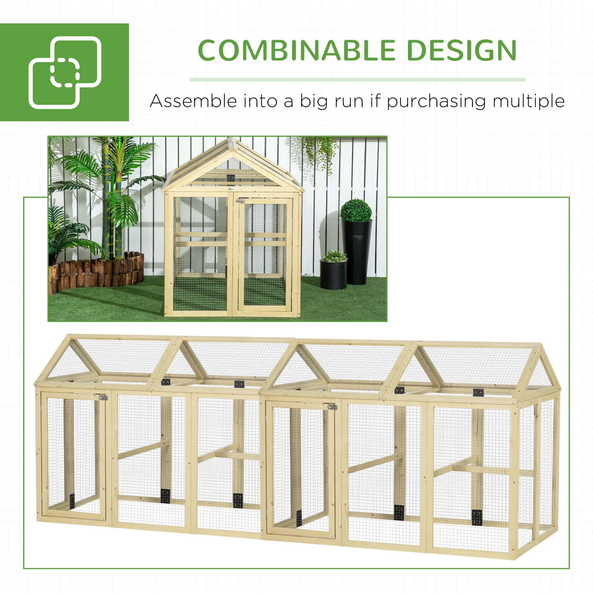 Chicken Run Expandable Outdoor Large Chicken Coop with 2 Doors and 3 Perches for 1–3 Chickens