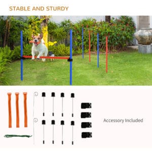 Dog Pet Agility Training Kit High Jump Weave Pole Ring Obedience Training Set Adjustable Equipment Portable