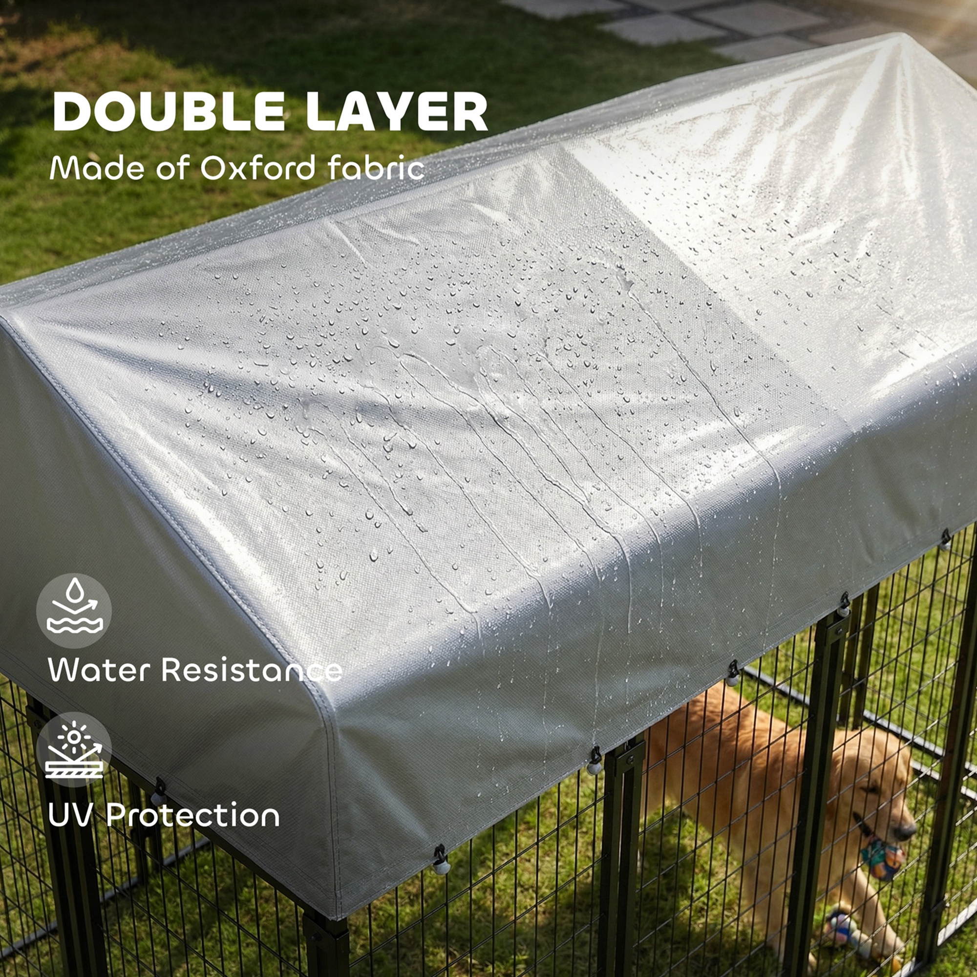 Outdoor Dog Kennel with Roof, 8' x 4' x 6' Heavy Duty Welded Wire Dog Playpen Enclosure with Escape-proof Lock
