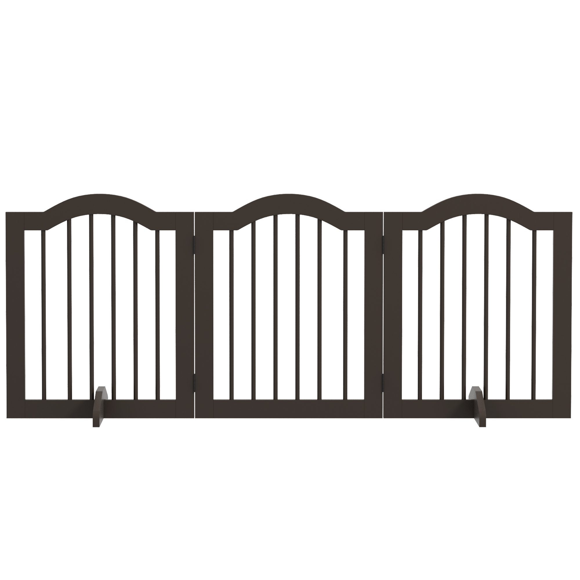 24" Freestanding Pet Gate For Dogs with 2 Support Feet, Coffee