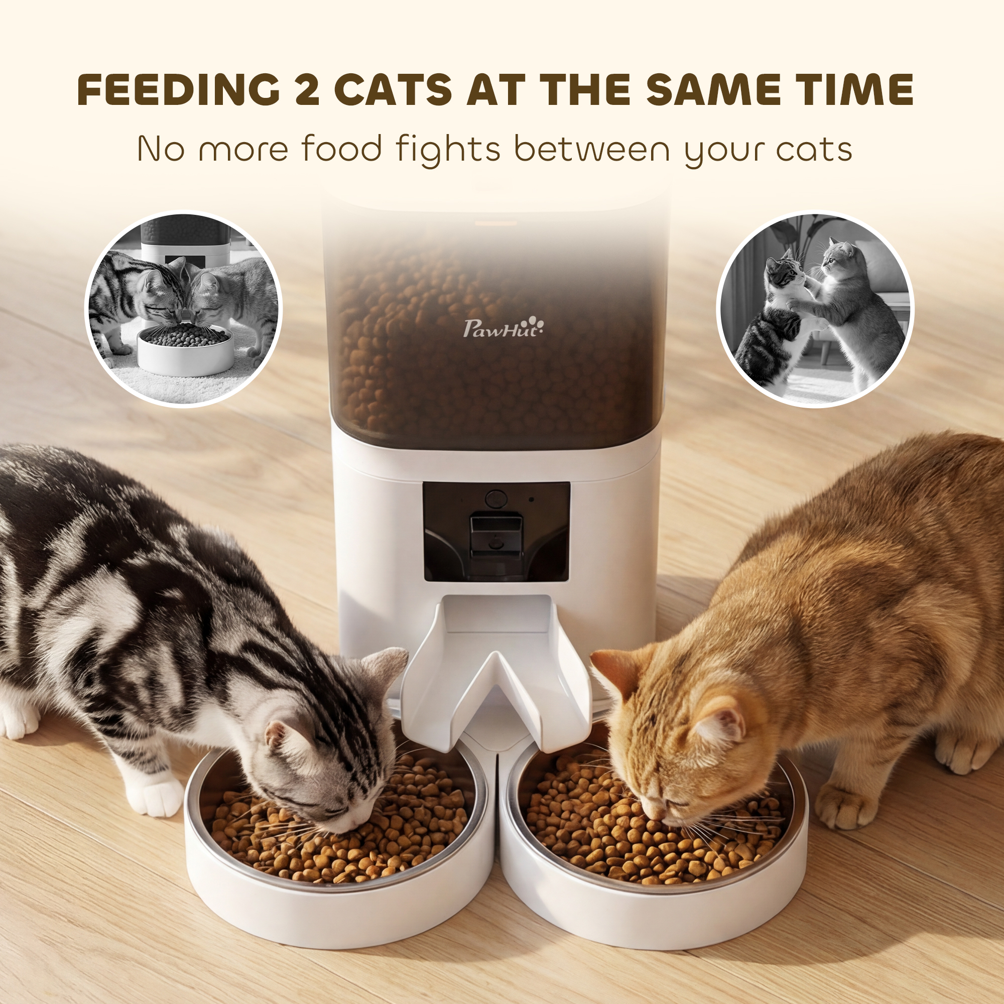 Automatic Cat Feeder for 2 Cats with HD Camera,2.4G & 5G WiFi Pet Food Dispenser 6L APP Control - Image 6