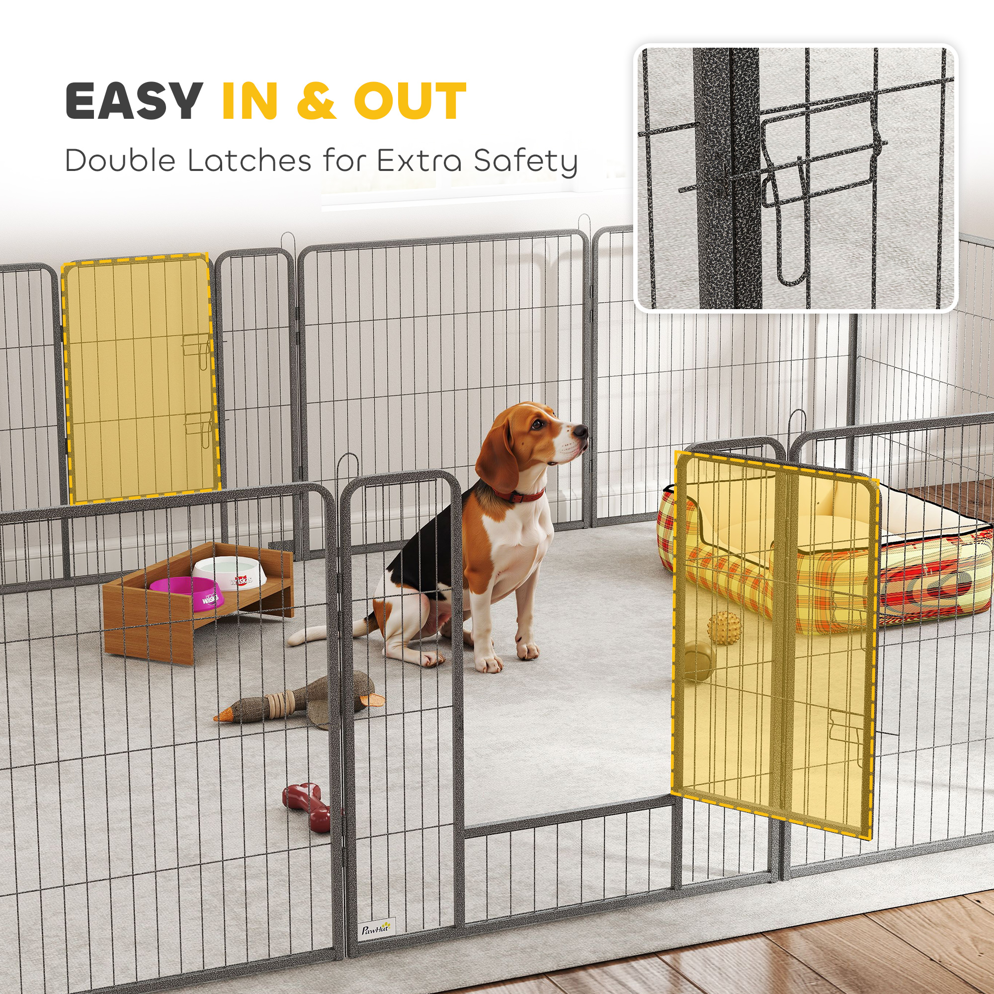 Heavy Duty Pet Playpen, 16 Panels Steel Dog Fence Puppy Exercise Pen with 2 Doors Locking Latch, 31.5" Height