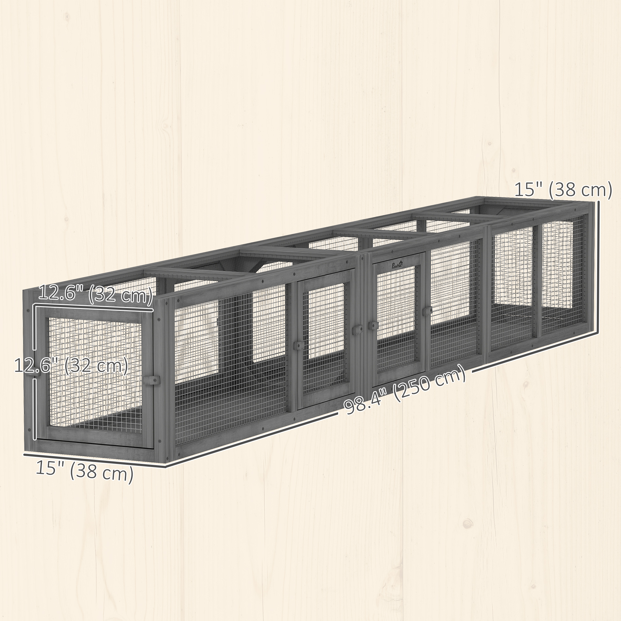 Cat Tunnel, Outdoor Cat Enclosure with Combinable Design, 8 Doors, 98" Kitty Toys for House, Window, Cage, Dark Grey