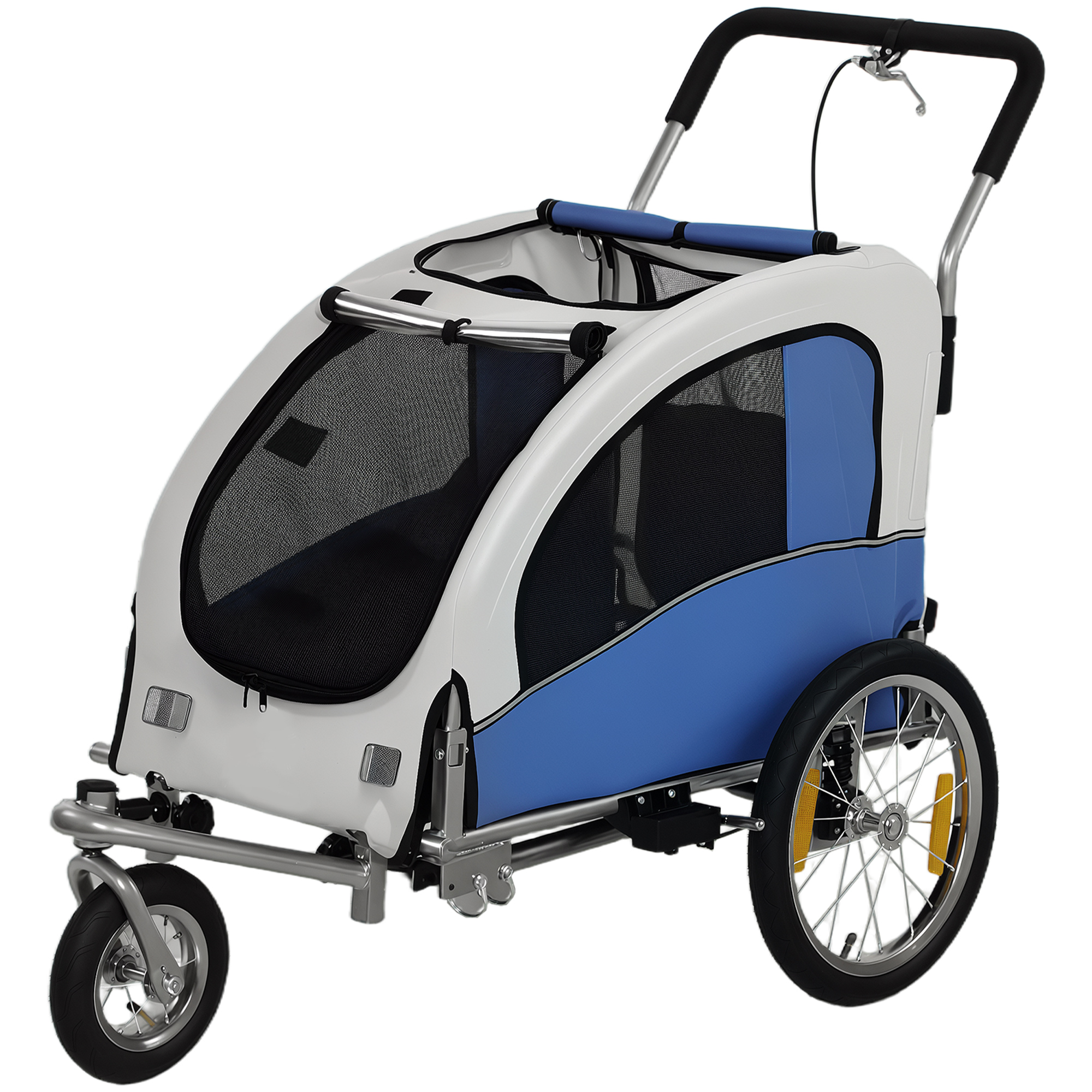 2 in 1 Dog Bike Trailer, Foldable Pet Stroller, Dog Bicycle Trailer w/ Suspension, Universal Bicycle Coupler, Light Grey