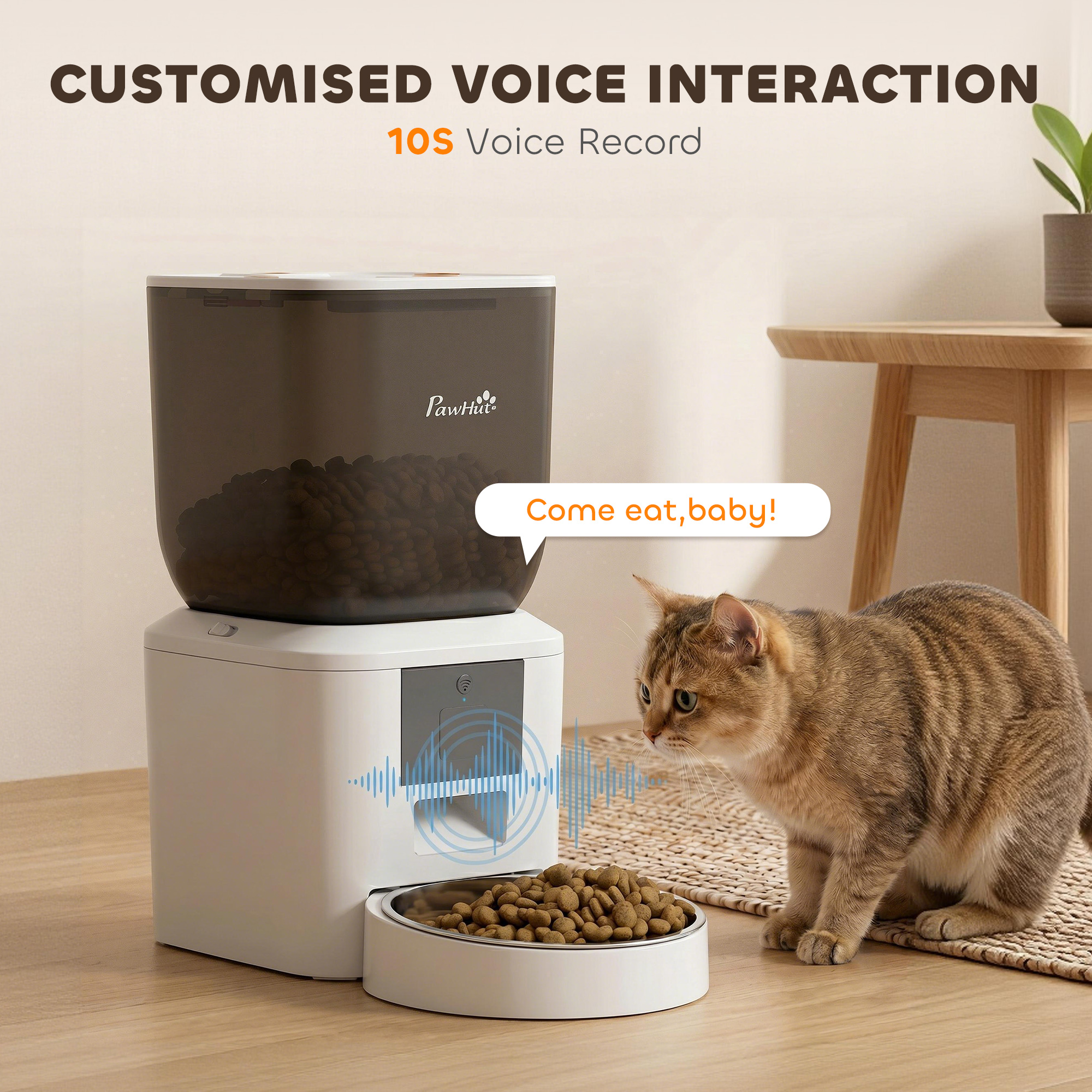 Automatic Cat Feeder, 2.4G WiFi, Smart APP Control 8L Pet Feeder Dispenser 1-10 Meals with 10s Meal Call Back