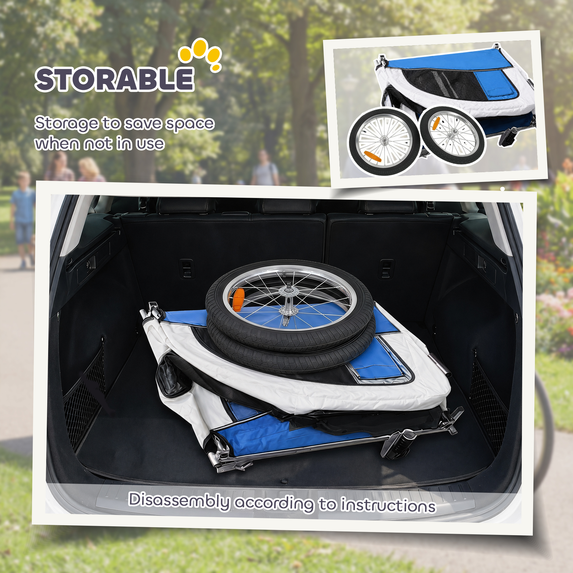 2 in 1 Dog Bike Trailer, Foldable Pet Stroller, Dog Bicycle Trailer w/ Suspension, Universal Bicycle Coupler, Light Grey