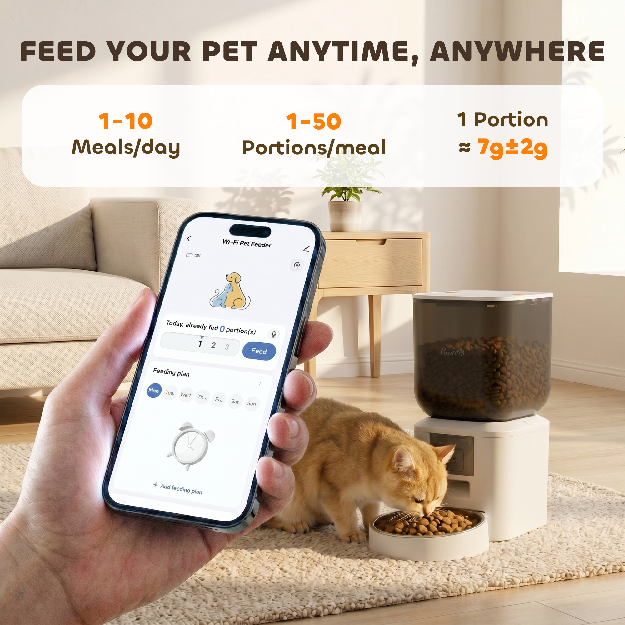 Automatic Cat Feeder with Camera, 2.4G WiFi, APP Control 8L Pet Feeder 1-10 Meals with 2-Way Audio, Dual Power Supply