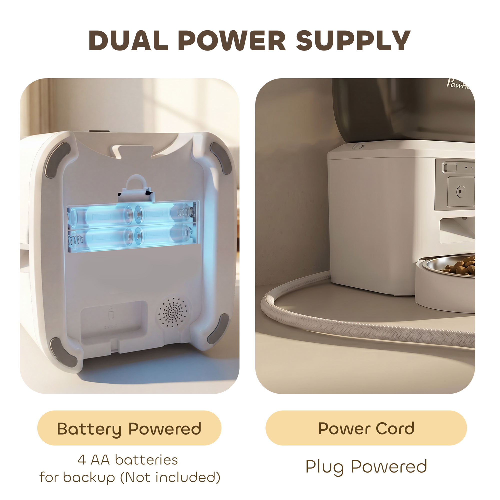 Automatic Cat Feeder with Camera, 2.4G WiFi, APP Control 8L Pet Feeder 1-10 Meals with 2-Way Audio, Dual Power Supply