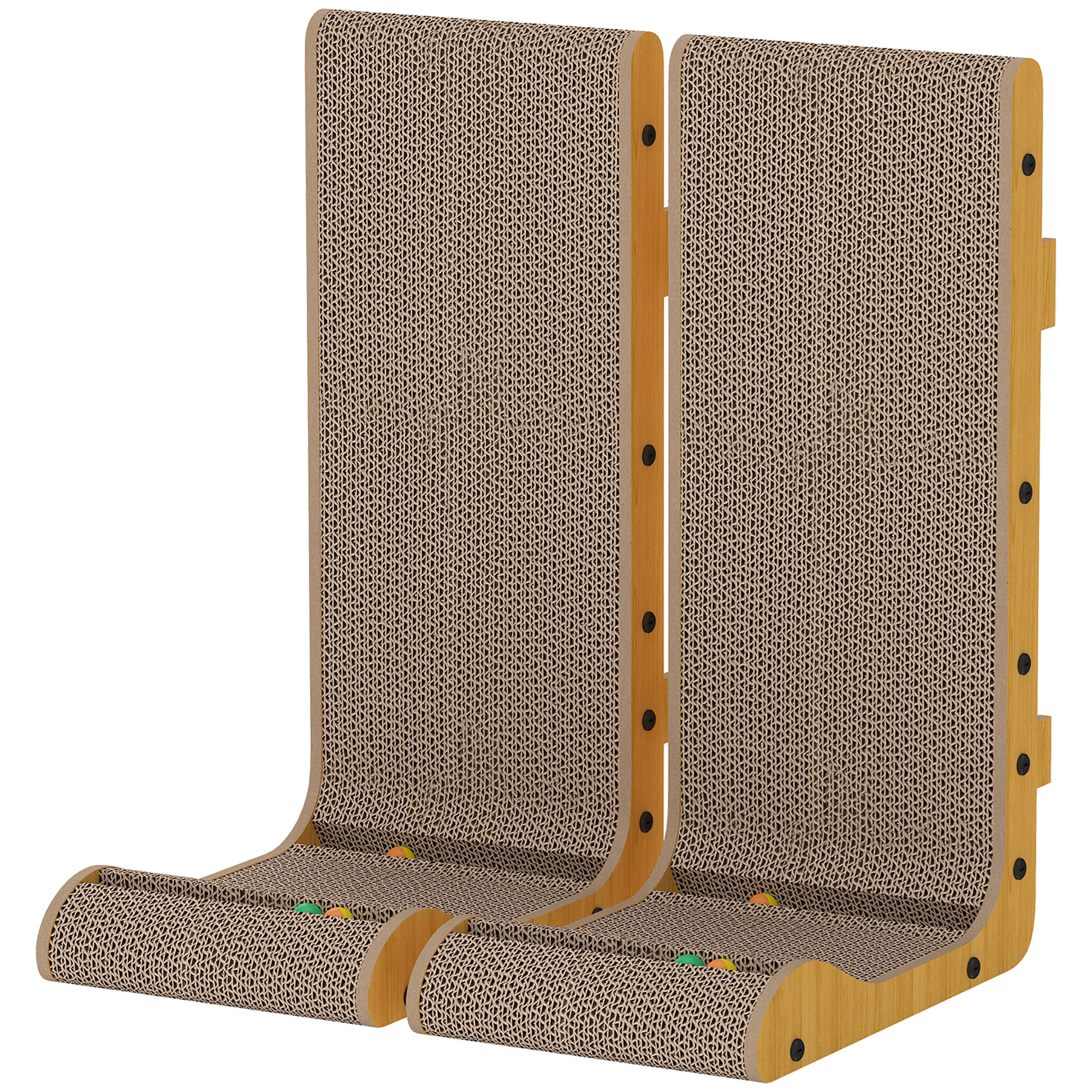 2PCS Cat Scratching Board L Shape Cat Scratcher Cat Scratching Pad with 3 Toy Balls, Catnip