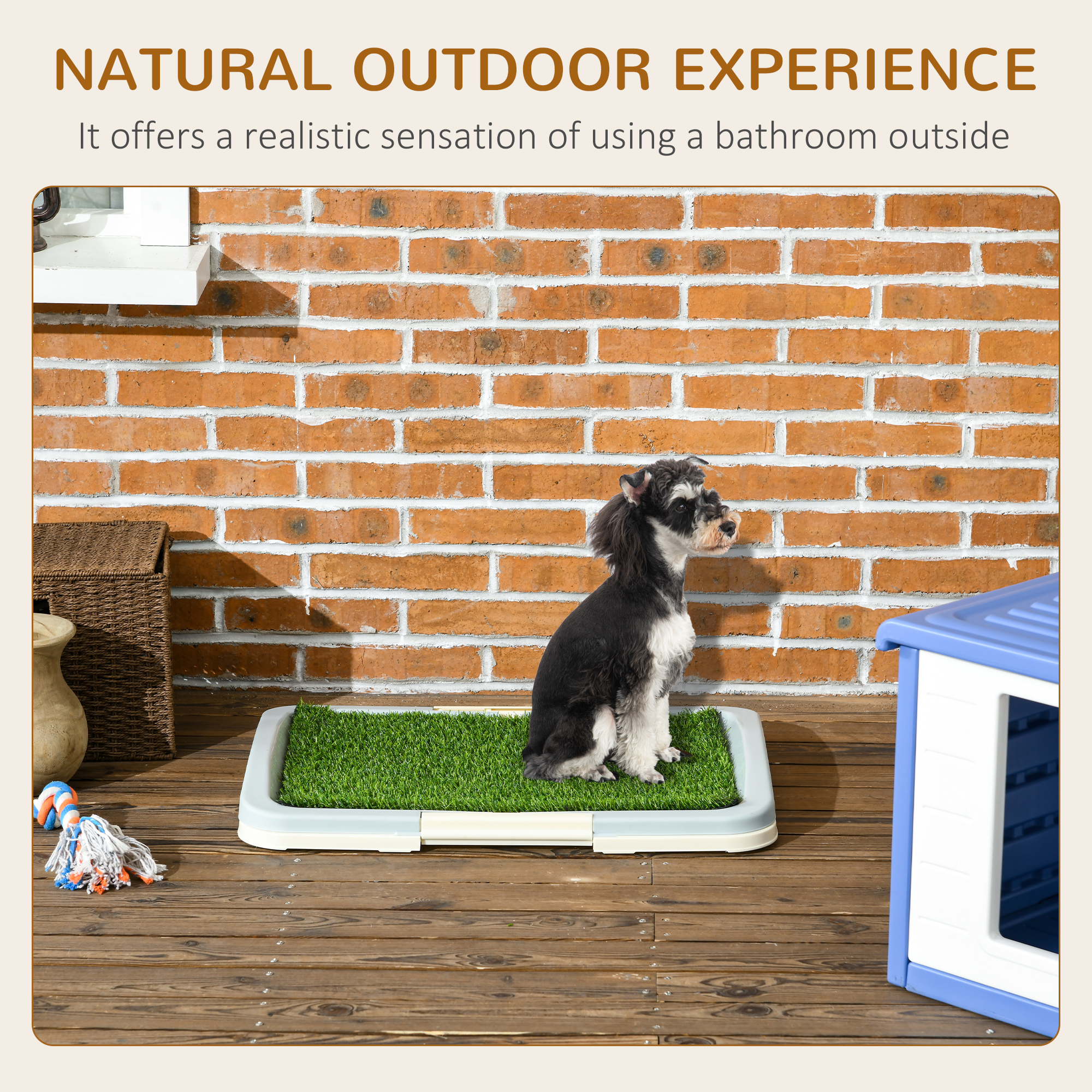 Puppy Training Pad, Indoor Portable Puppy Pad, with Artificial Grass, Grid, Panel, Tray, 24.8" x 19.1"