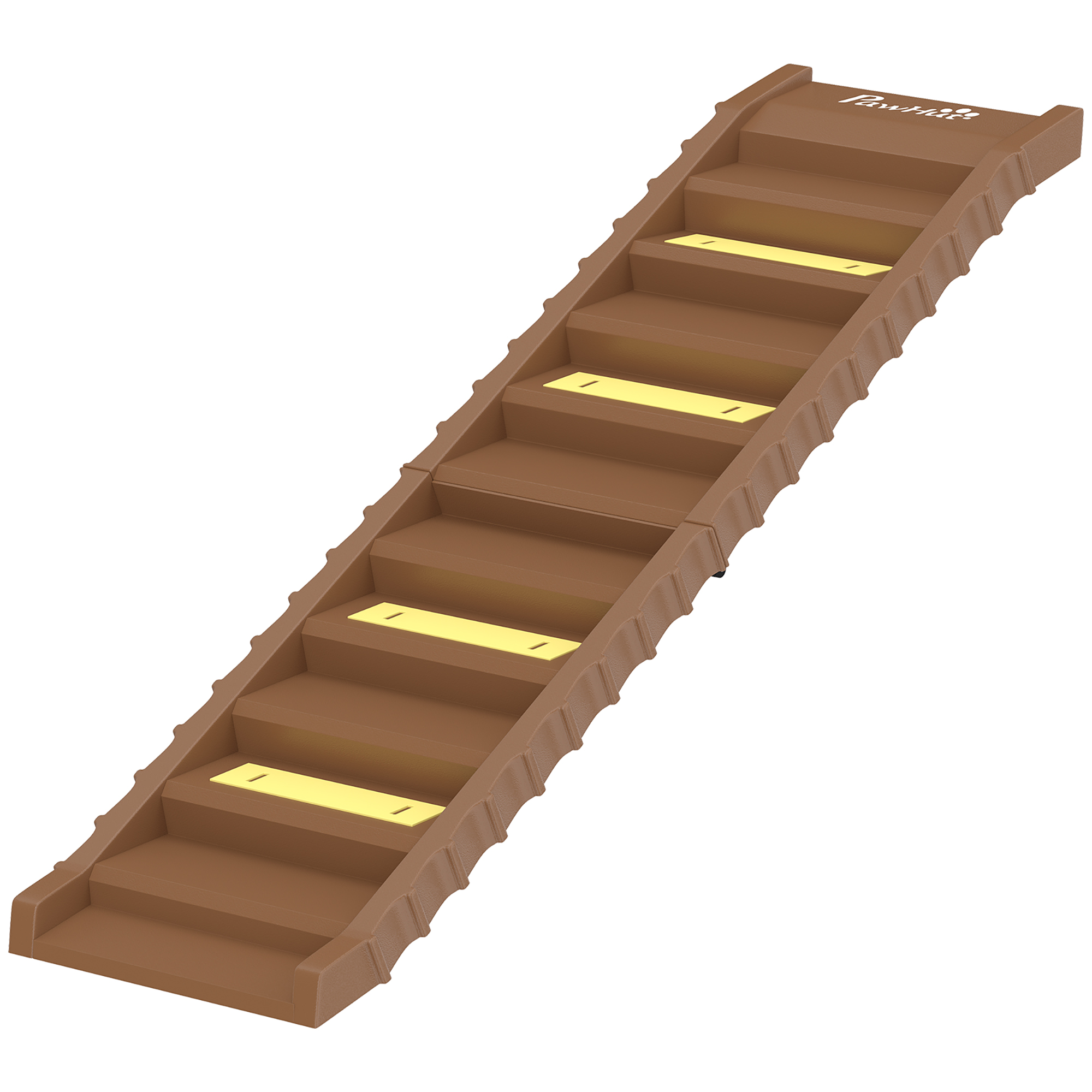 Foldable Dog Car Ramp, Dog Ramp with Anti-Slip Steps, Pet Stairs for Senior Pets to Access Cars and High Beds, Brown