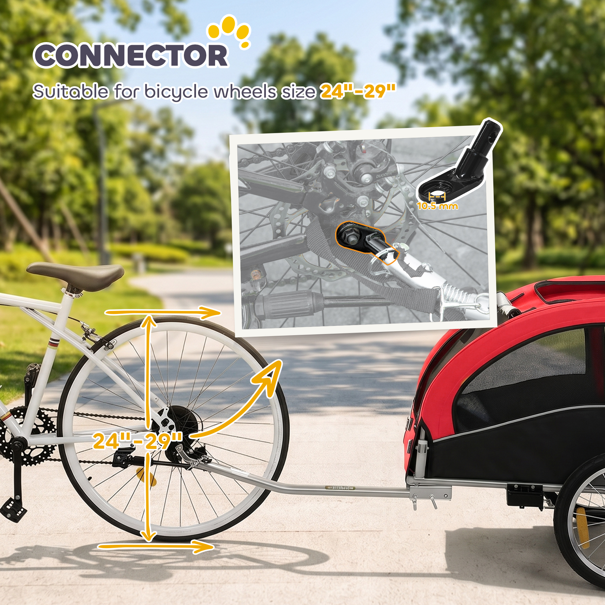 2 in 1 Dog Bike Trailer, Foldable Pet Stroller, Dog Bicycle Trailer with Suspension, Universal Bicycle Coupler, Red