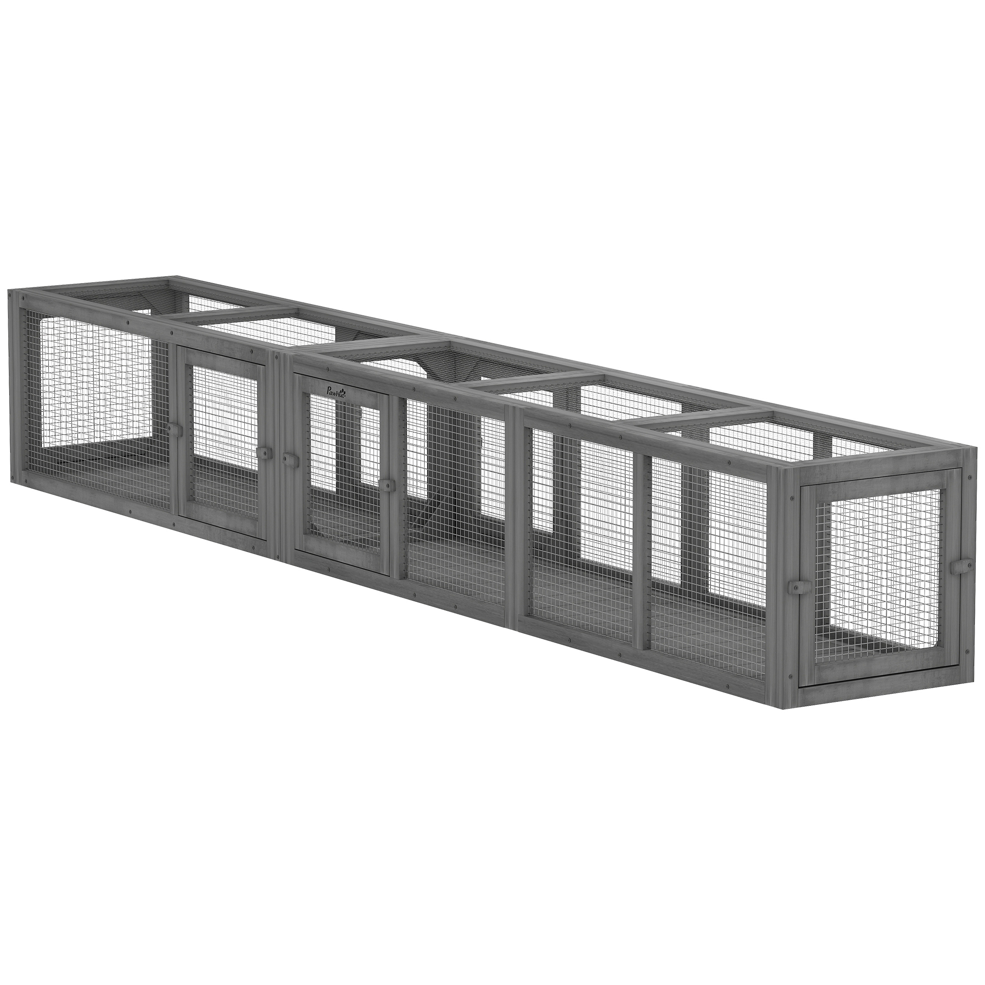 Cat Tunnel, Outdoor Cat Enclosure with Combinable Design, 8 Doors, 98" Kitty Toys for House, Window, Cage, Dark Grey