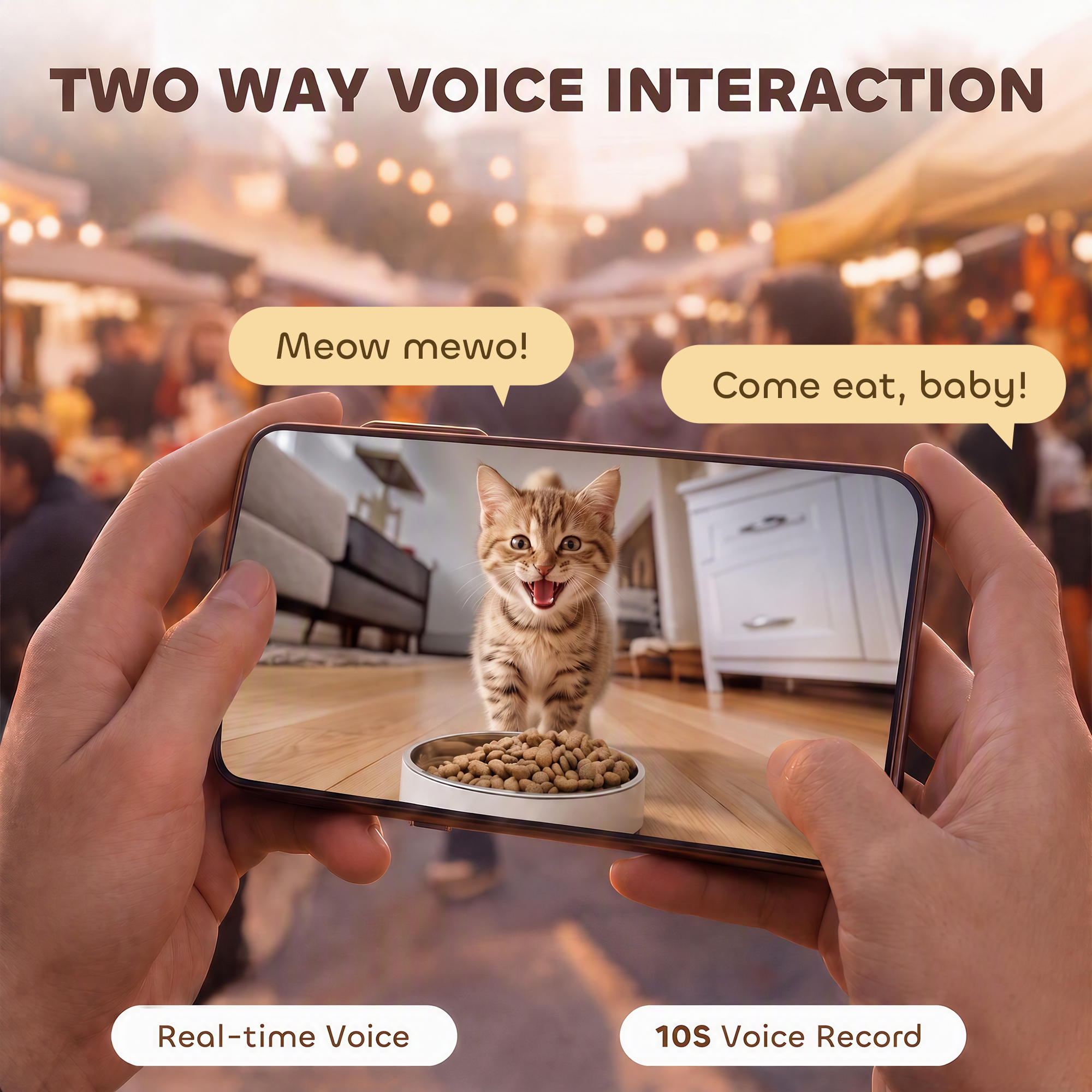 Automatic Cat Feeder with Camera, 2.4G WiFi, APP Control 8L Pet Feeder 1-10 Meals with 2-Way Audio, Dual Power Supply