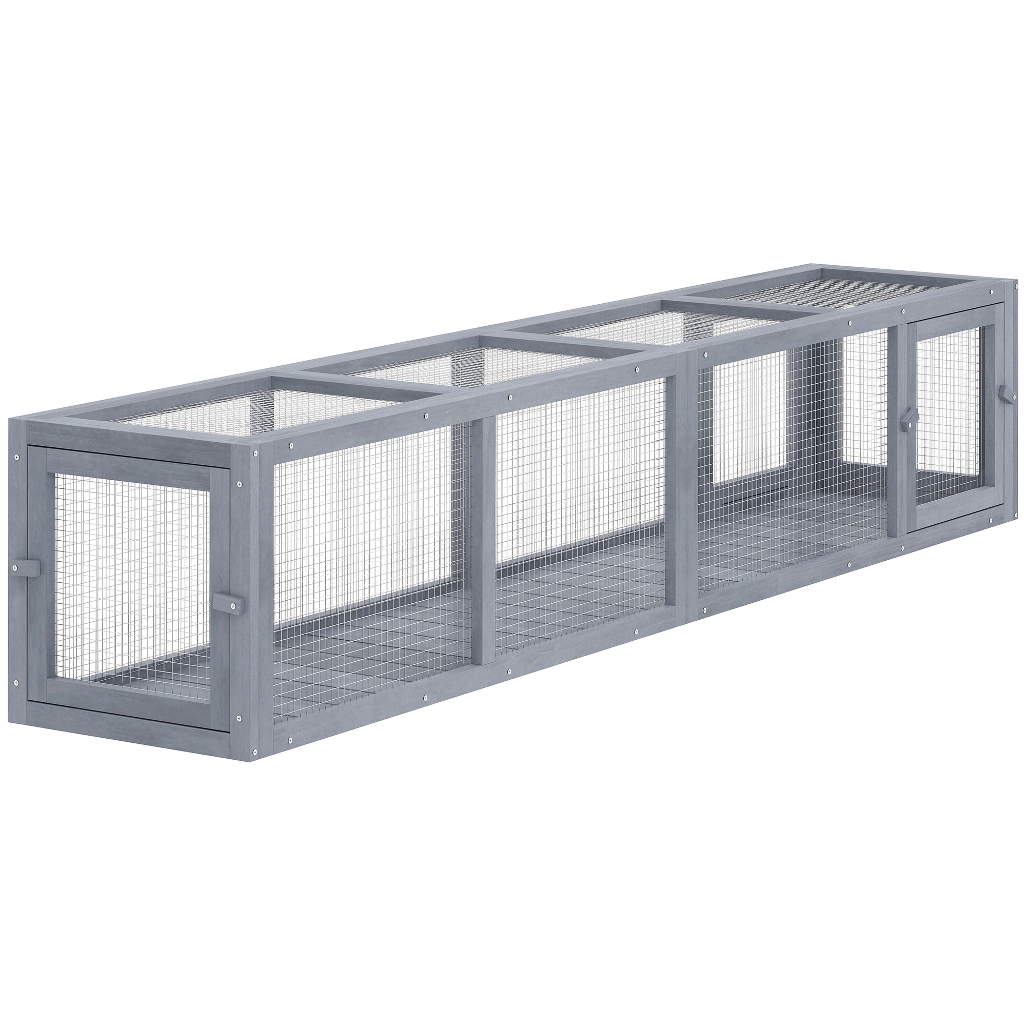 79" Long Cat Tunnel, Cat shelter L- Shape with Extendable Design for Indoor/Outdoor Use with Removable Door, Light Grey