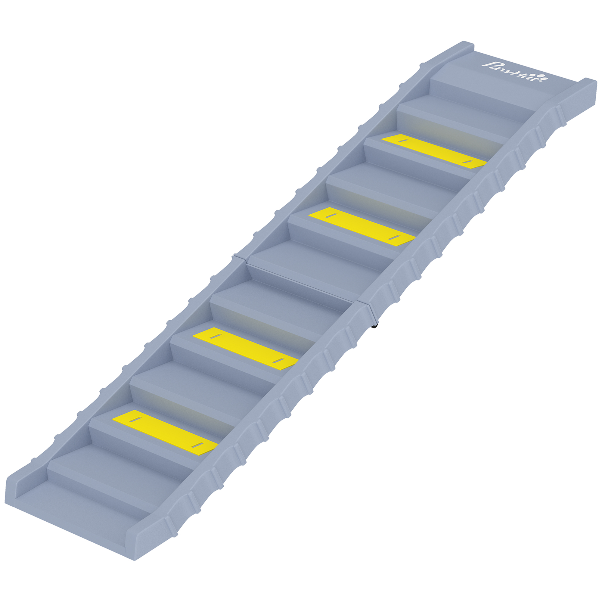 Foldable Dog Car Ramp, Dog Ramp with Anti-Slip Steps, Pet Stairs for Senior Pets to Access Cars and High Beds, Grey