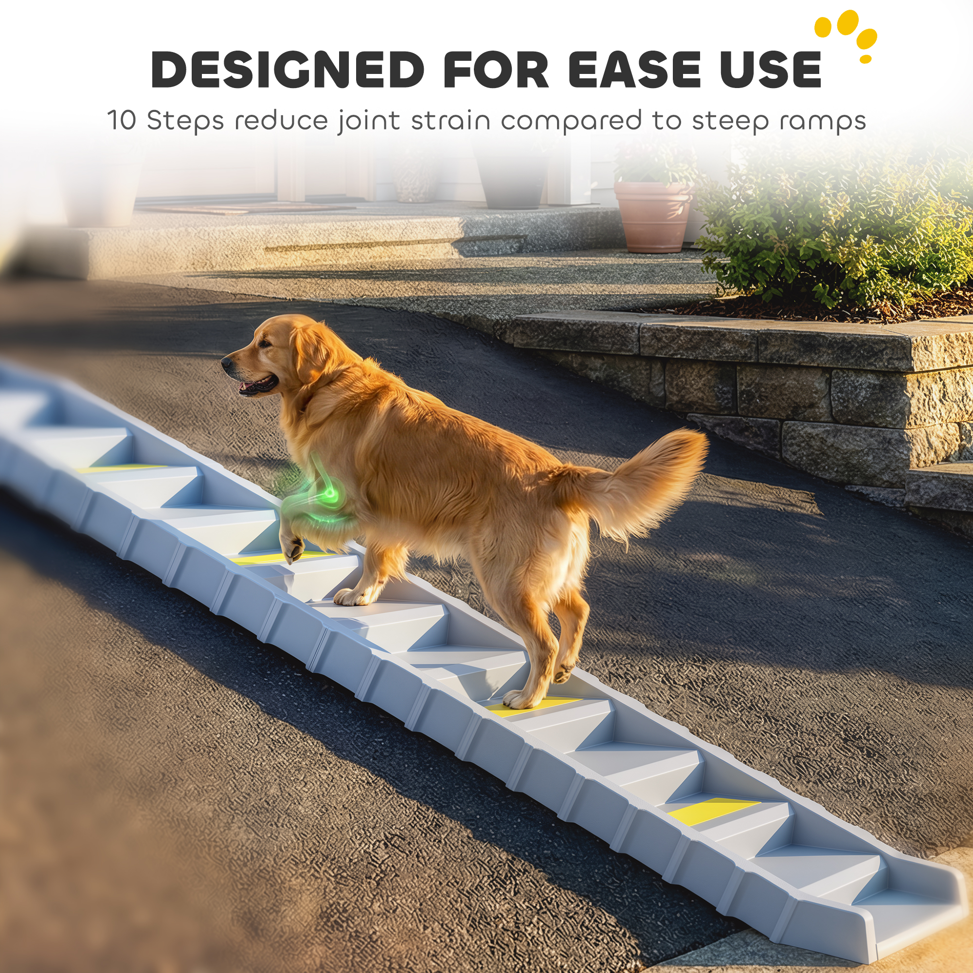 Foldable Dog Car Ramp, Dog Ramp with Anti-Slip Steps, Pet Stairs for Senior Pets to Access Cars and High Beds, Grey