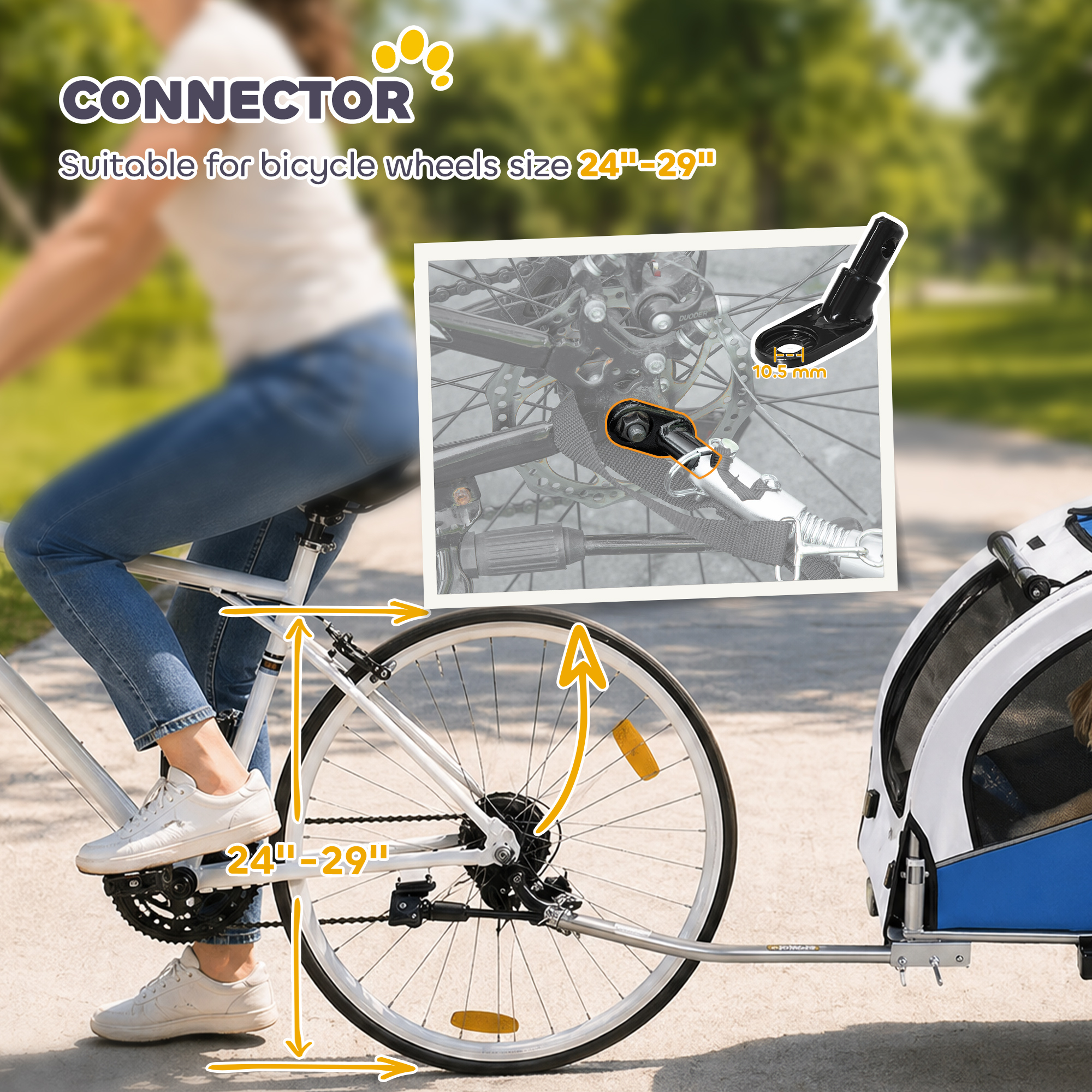 2 in 1 Dog Bike Trailer, Foldable Pet Stroller, Dog Bicycle Trailer w/ Suspension, Universal Bicycle Coupler, Light Grey
