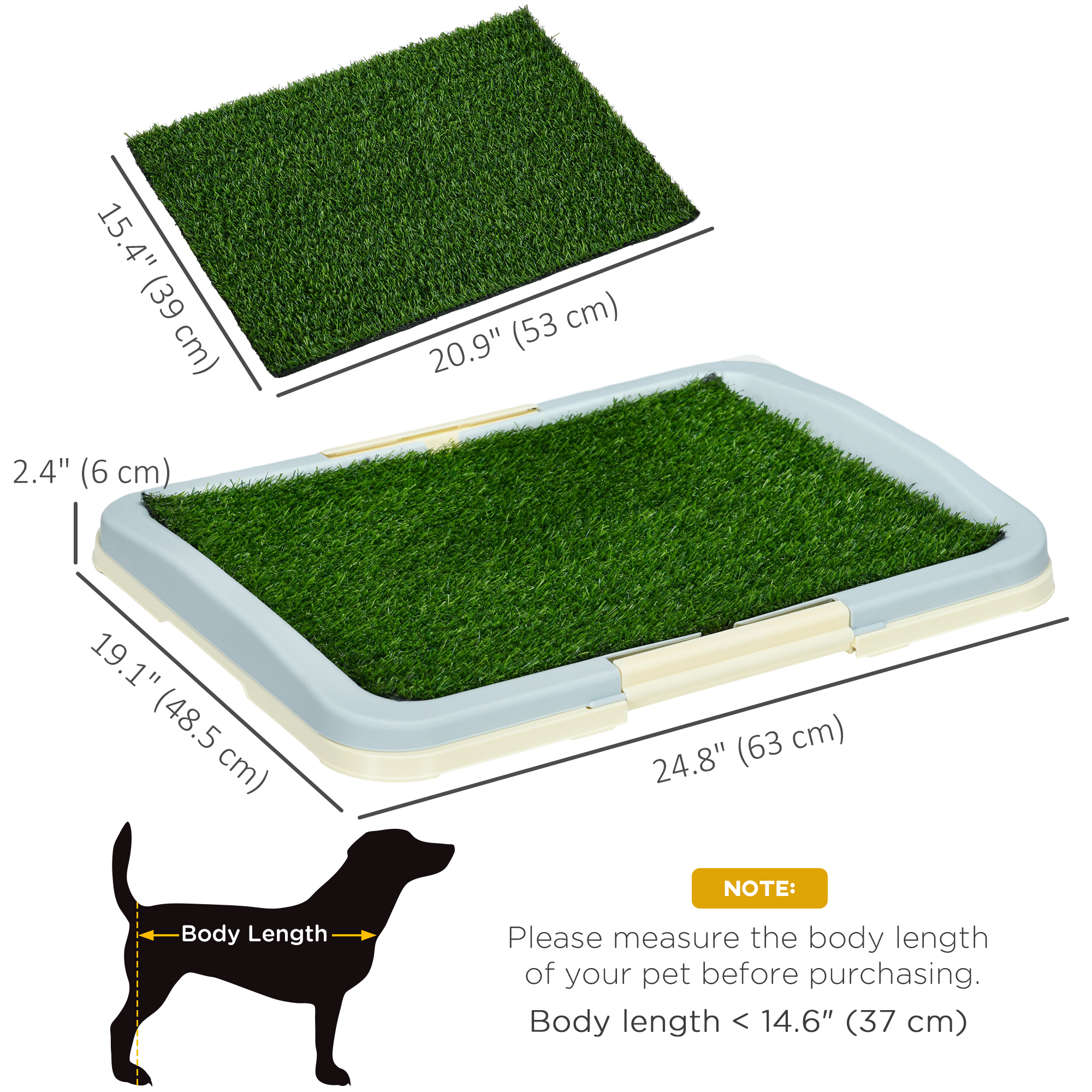 Puppy Training Pad, Indoor Portable Puppy Pad, with Artificial Grass, Grid, Panel, Tray, 24.8" x 19.1"