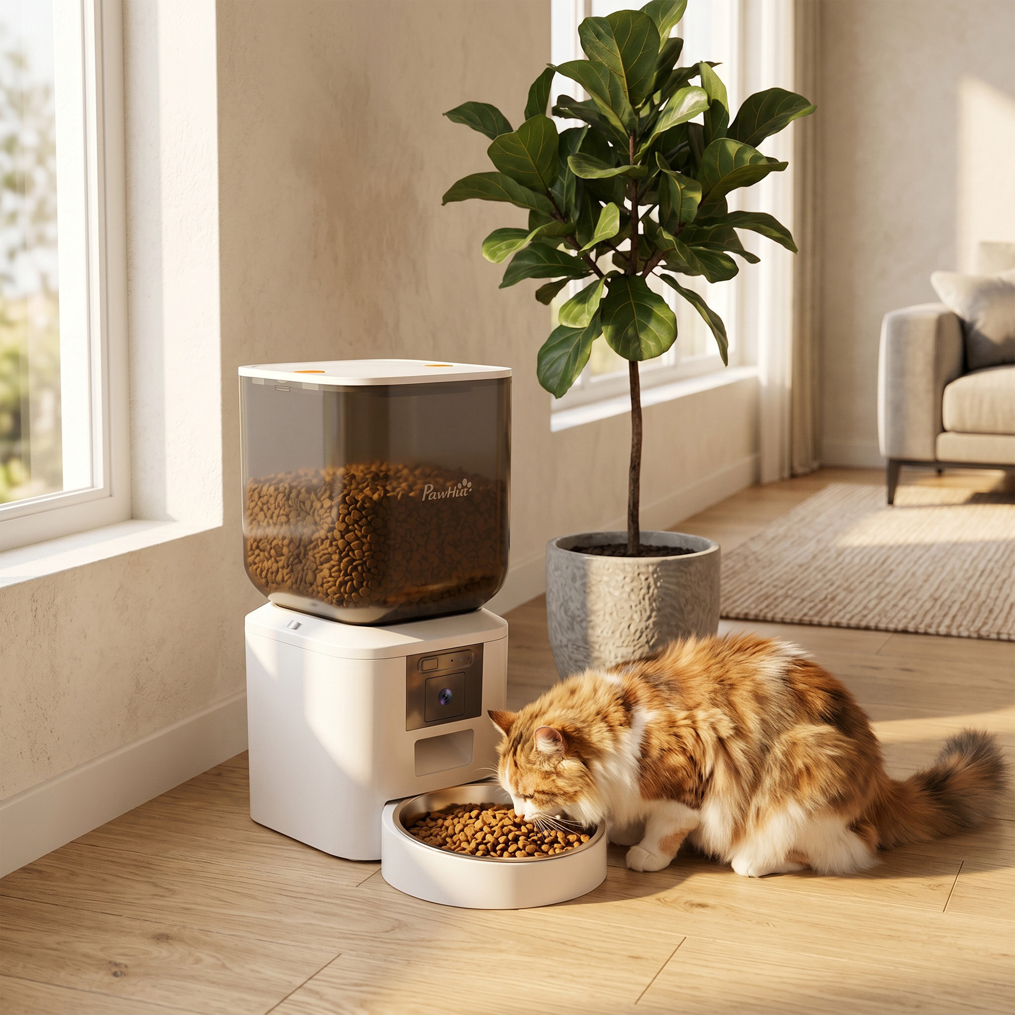 Automatic Cat Feeder with Camera, 2.4G WiFi, APP Control 8L Pet Feeder 1-10 Meals with 2-Way Audio, Dual Power Supply